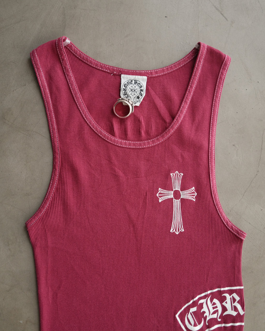Vintage CHROME HEARTS Maroon Side Bar Logo Tank Top