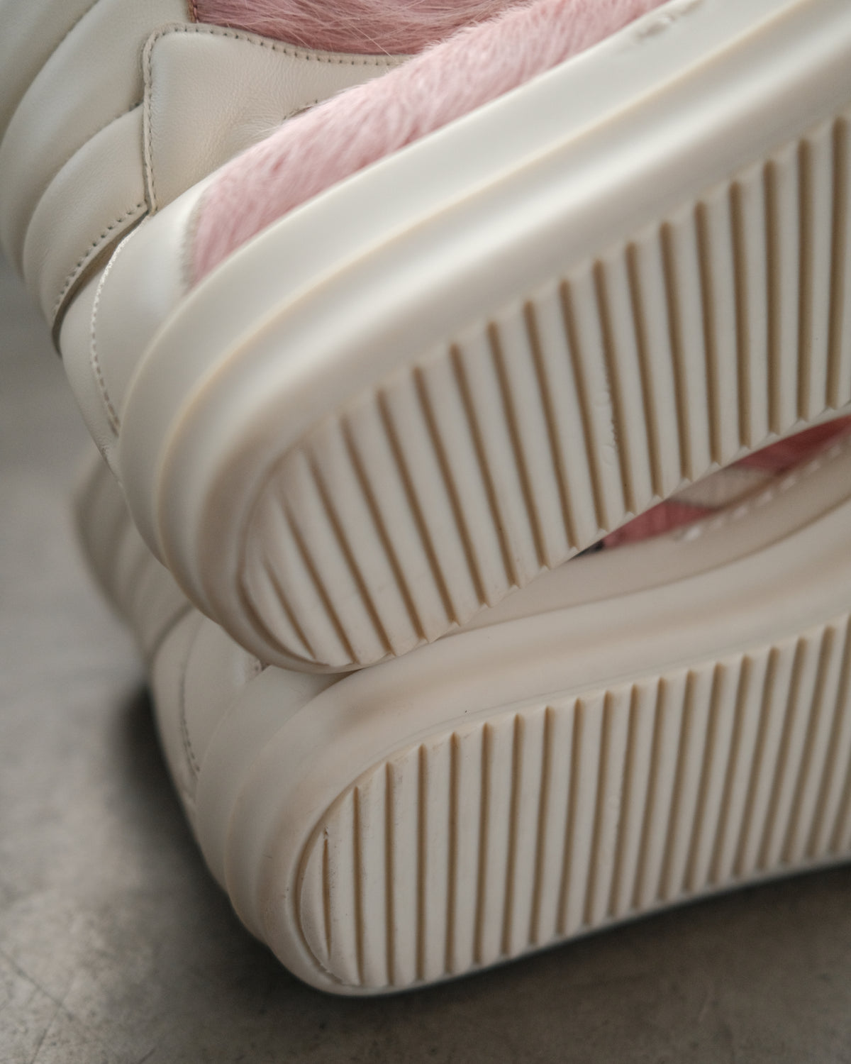Rick Owens Pink Geobasket Pony Hair Sneakers