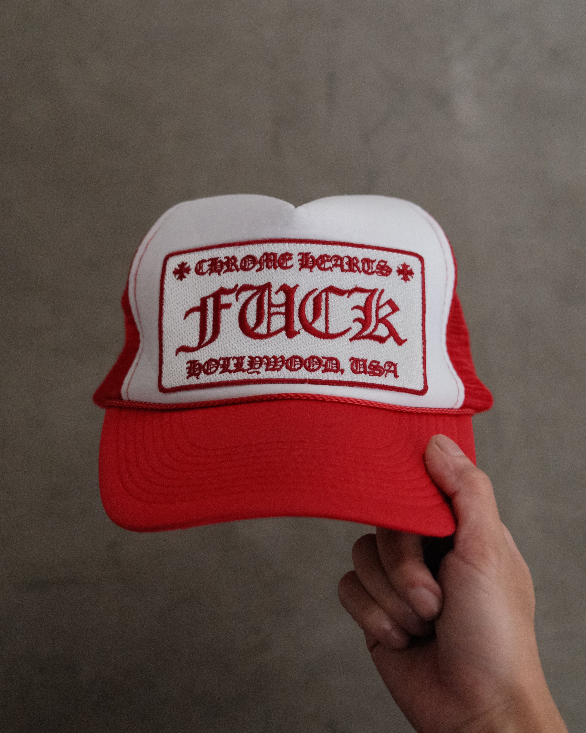 Vintage CHROME HEARTS “Fuck” Hollywood Trucker Hat