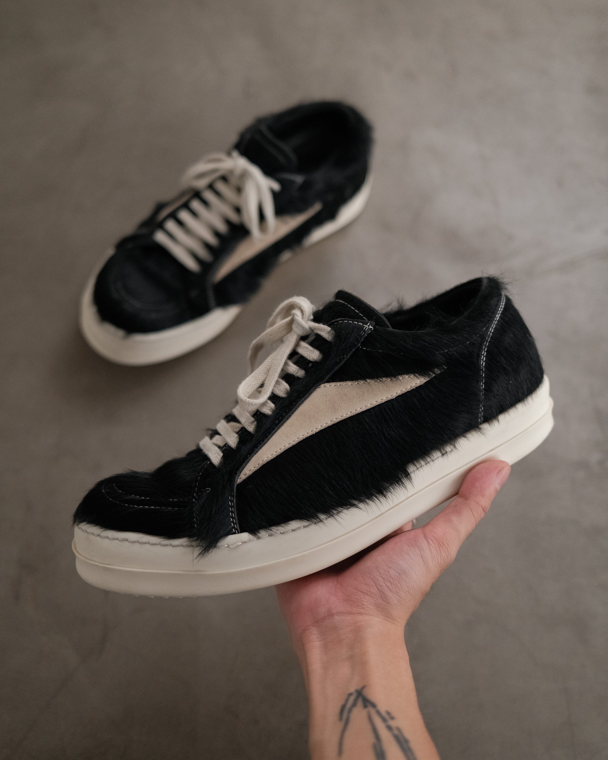 RICK OWENS Pony Hair Vintage Strobe Sneakers