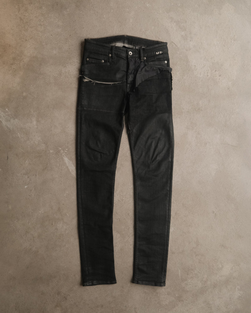Rick Owens Drkshdw Tyrone Waxed Combo Jeans