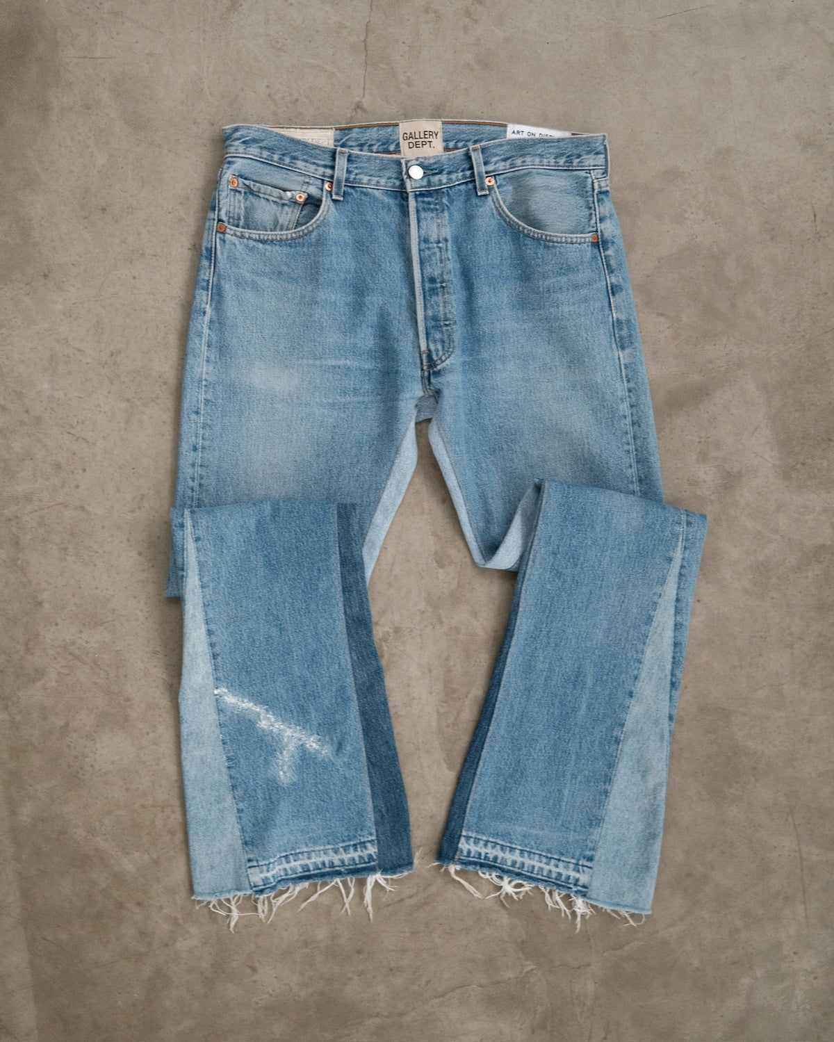 GALLERY DEPT La Flare Distressed Two-Tone Jeans - Blue