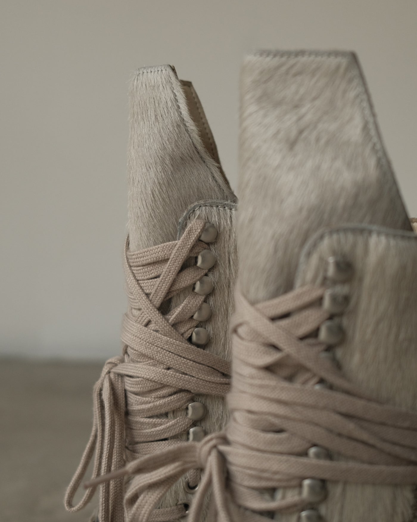 Rick Owens x Dr. Martens ‘Calf Hair’ Hi-top Light Grey Side Zip Boots
