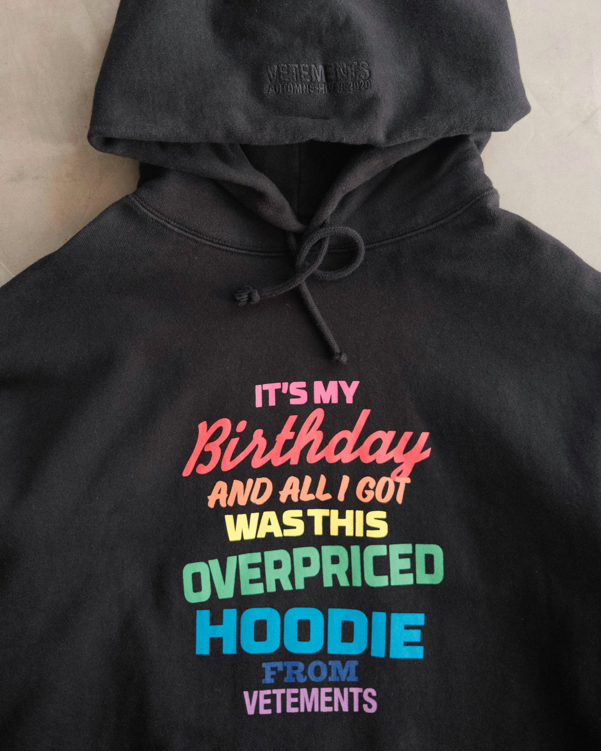 FW20 VETEMENT Black Birthday Hoodie