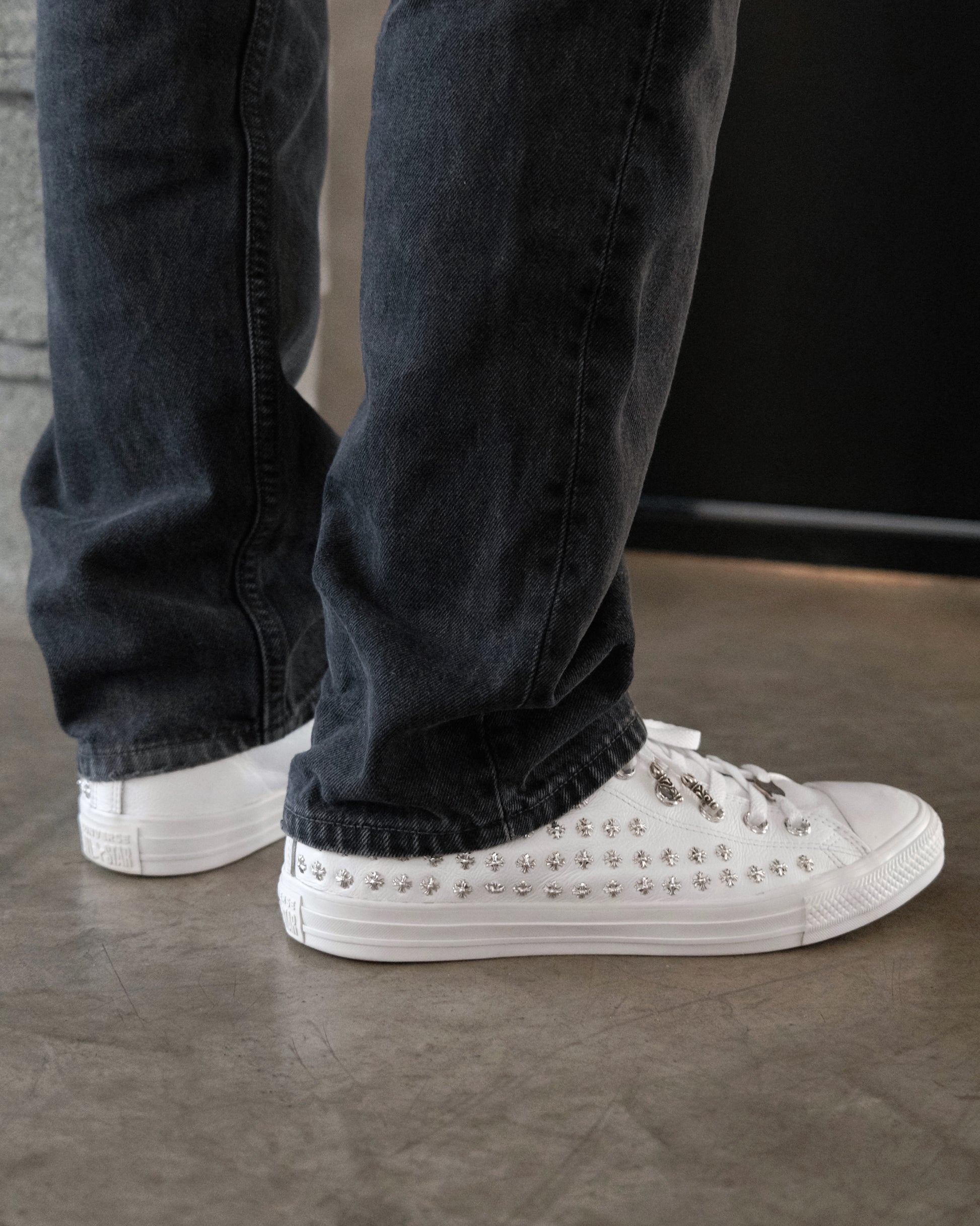 CHROME HEARTS Embellished Leather Chuck Taylor Converse