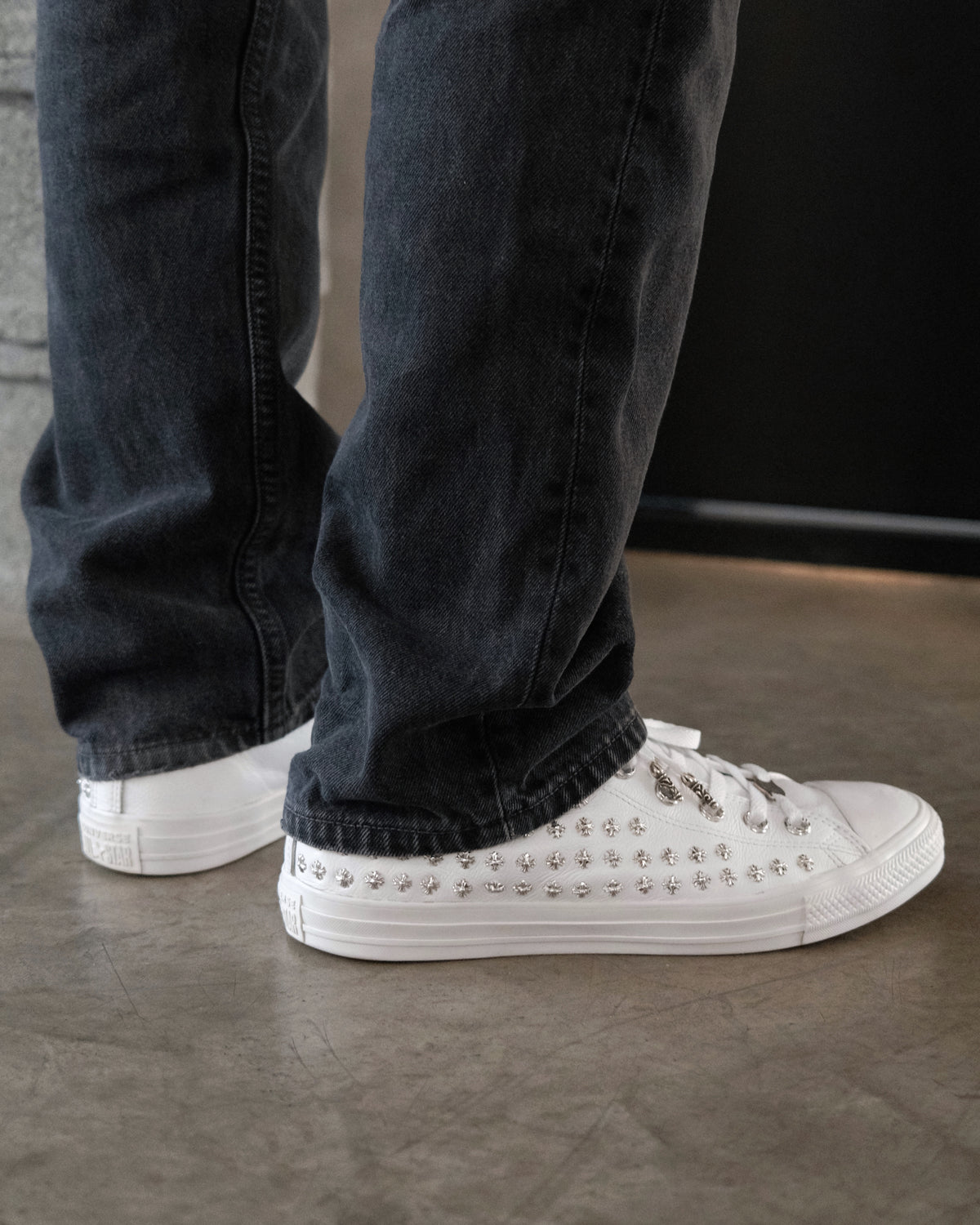CHROME HEARTS Embellished Leather Chuck Taylor Converse