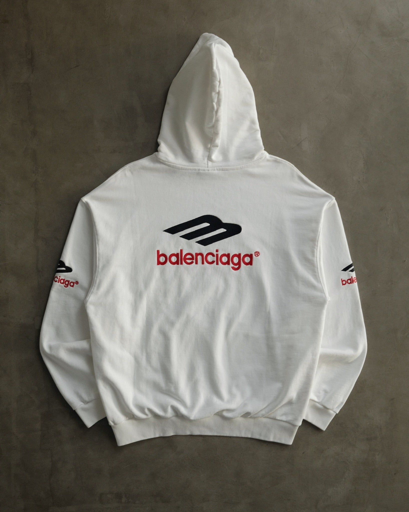 BALENCIAGA White 3B Sport Icon Hoodie - Main Image