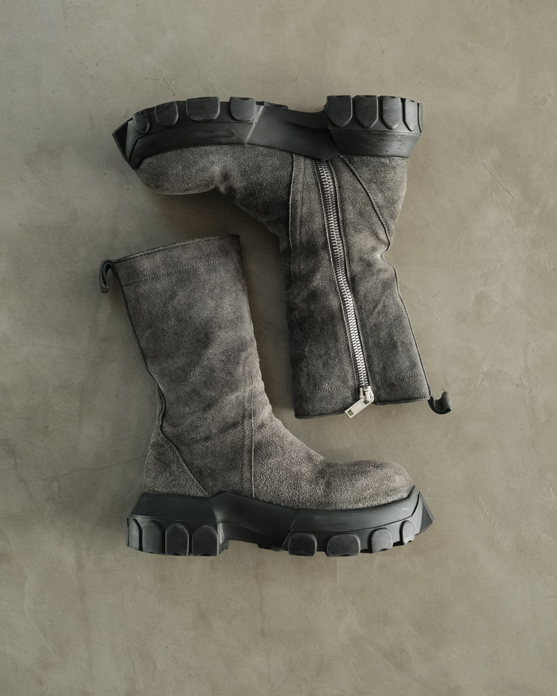 RICK OWENS Bozo Tractor Gray Suede Boots