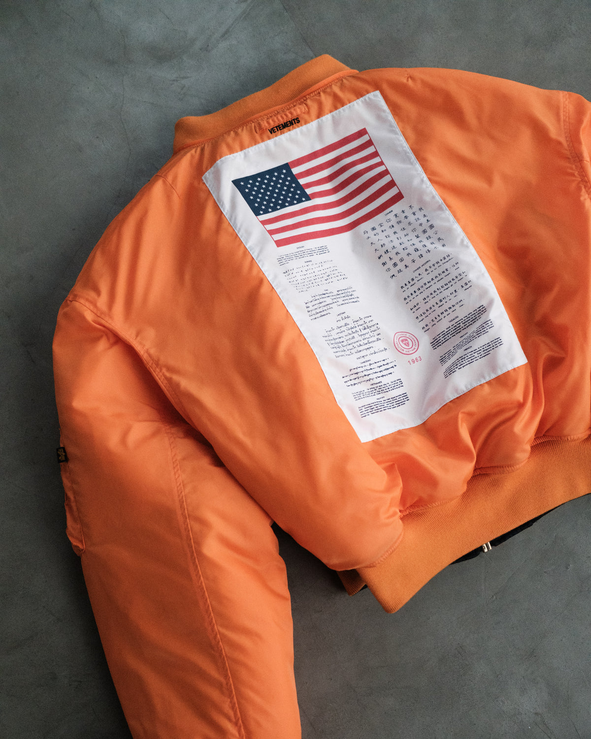 Vetements SS17 Reverside Flag Bomber in Black