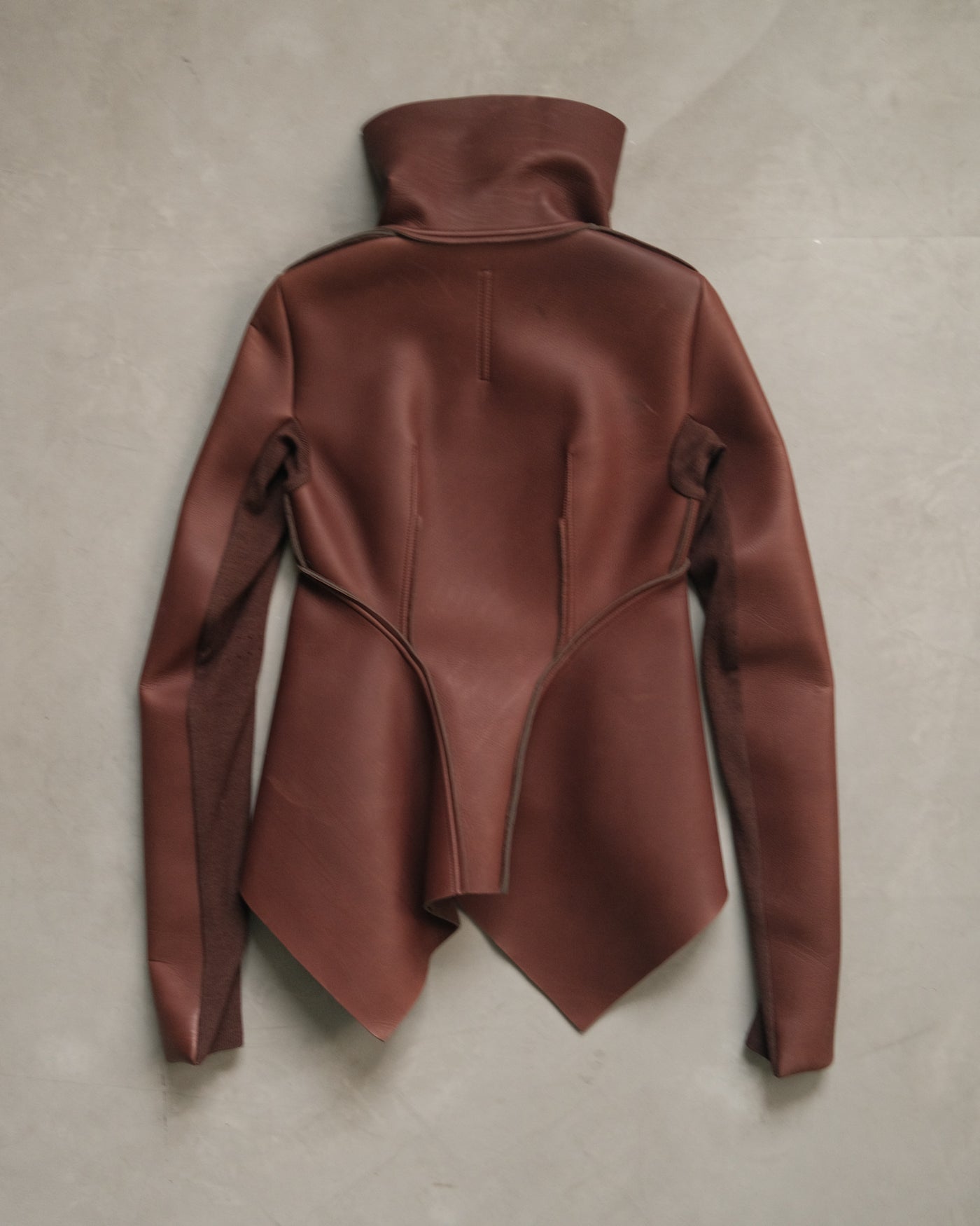 F16 RICK OWENS LILIES Asymmetric Leather Jacket