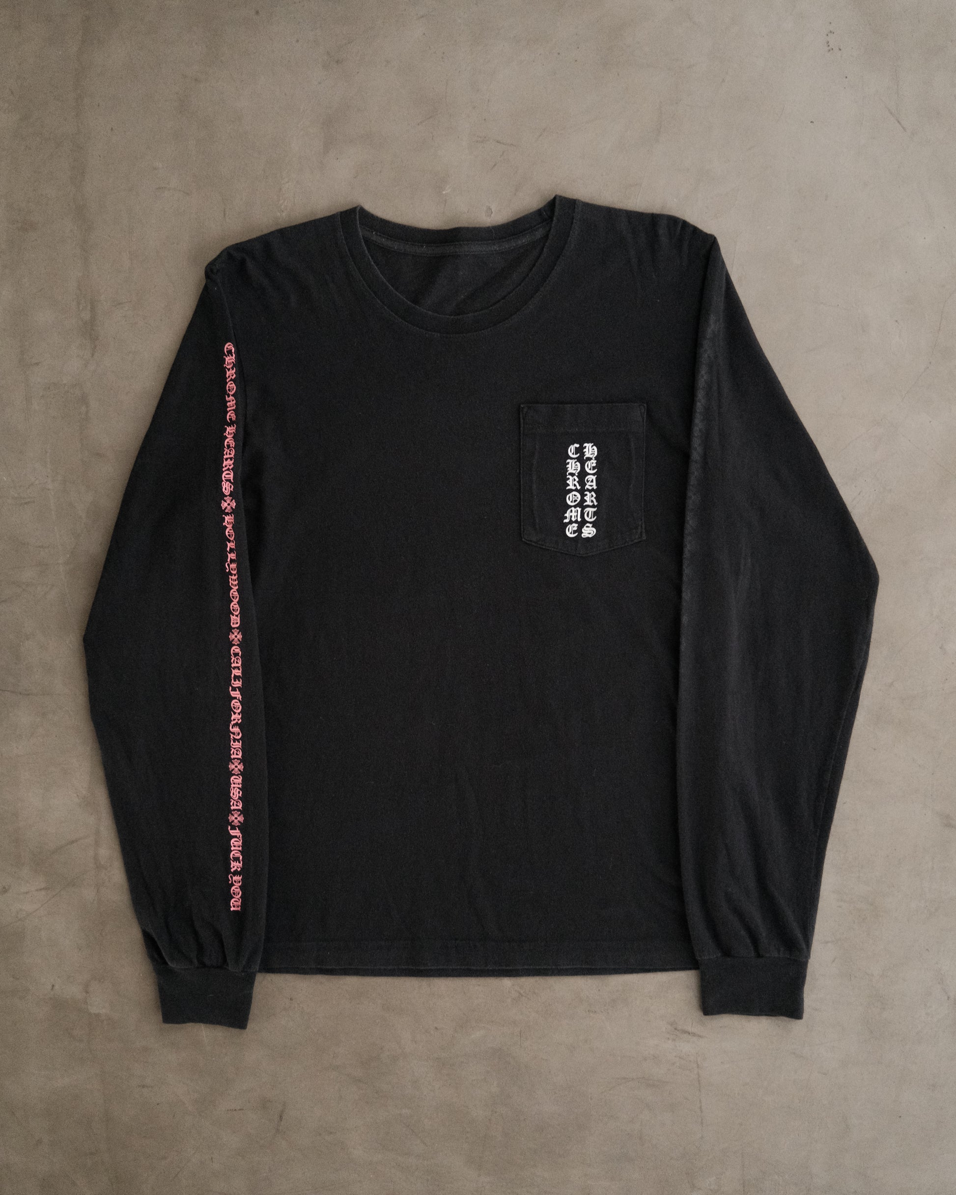 CHROME HEARTS “Fuck You” Ancient Scrips Pink L/S Tee