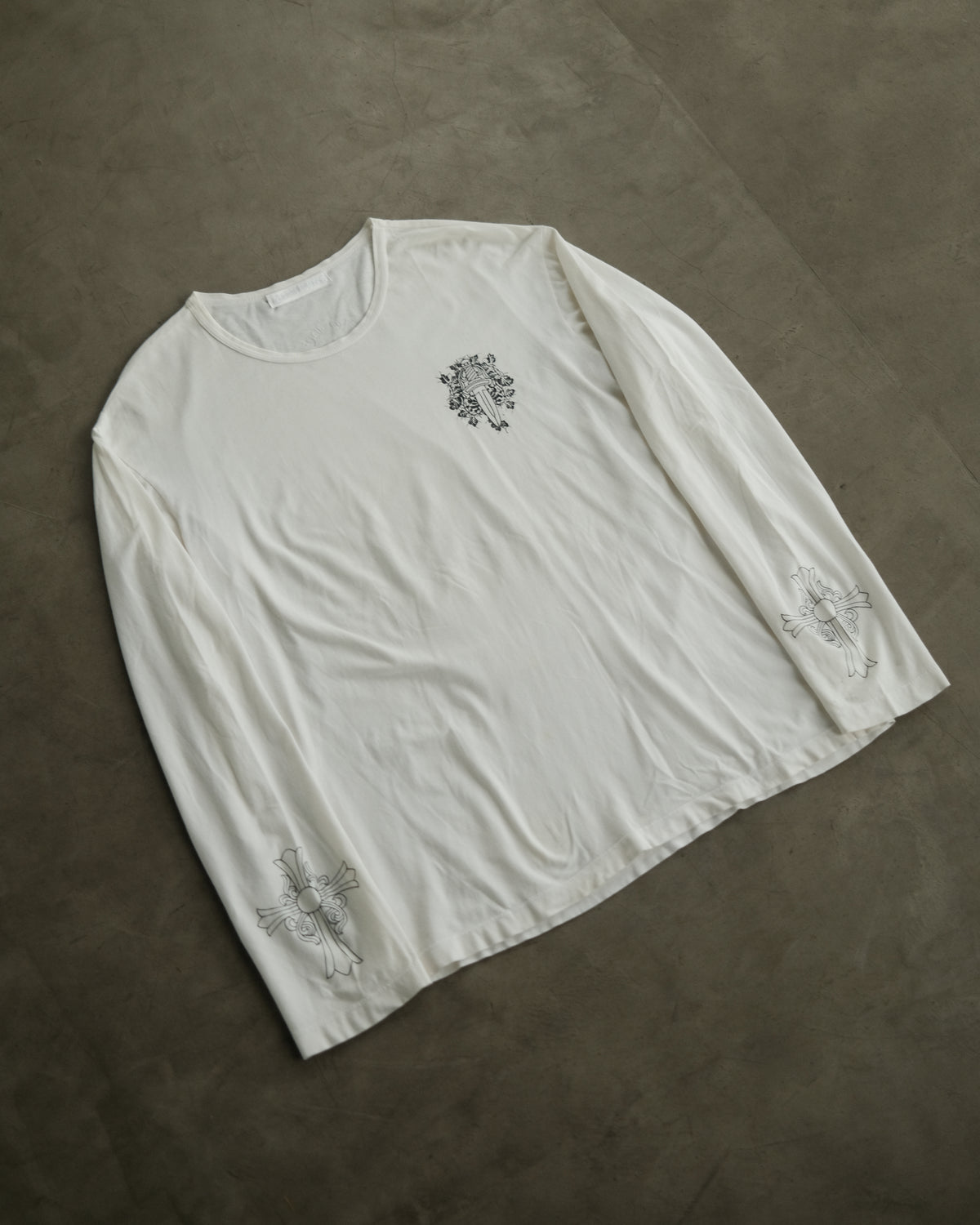 Vintage CHROME HEARTS Dagger Floral Cross Long Sleeve