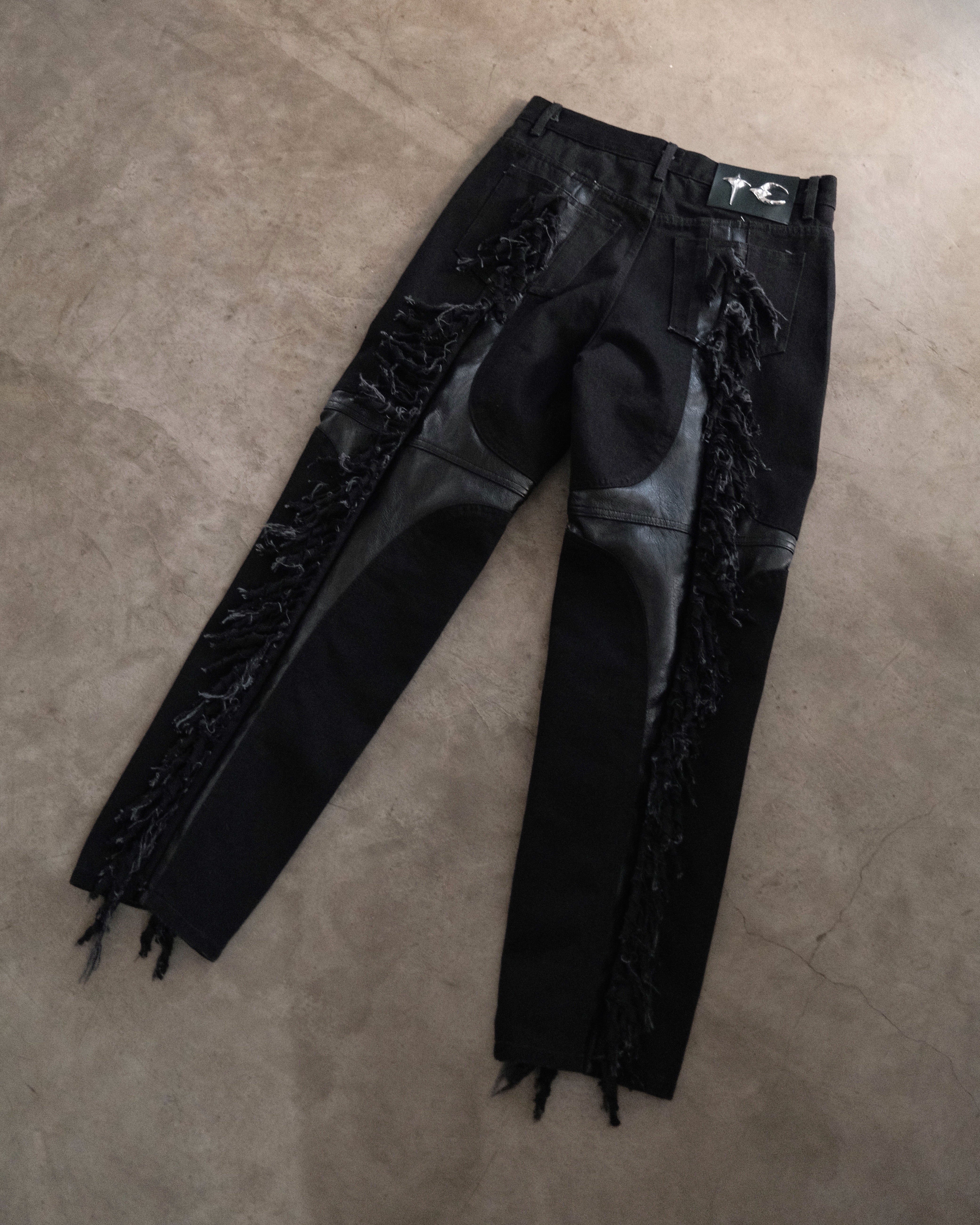 THUG CLUB Mohican Leather Denim Pants – Around The Shoes
