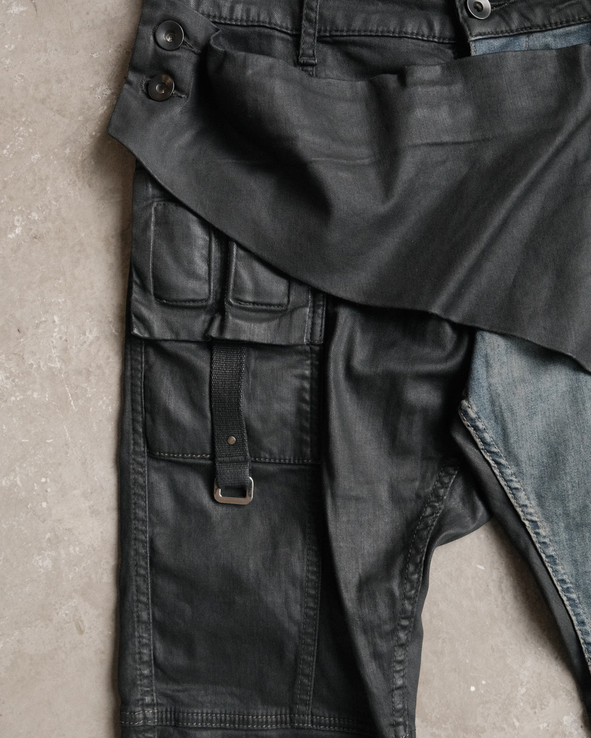 SS19 Rick Owens Drkshdw Wax Hustler Combo Memphis Cut Denim Jeans