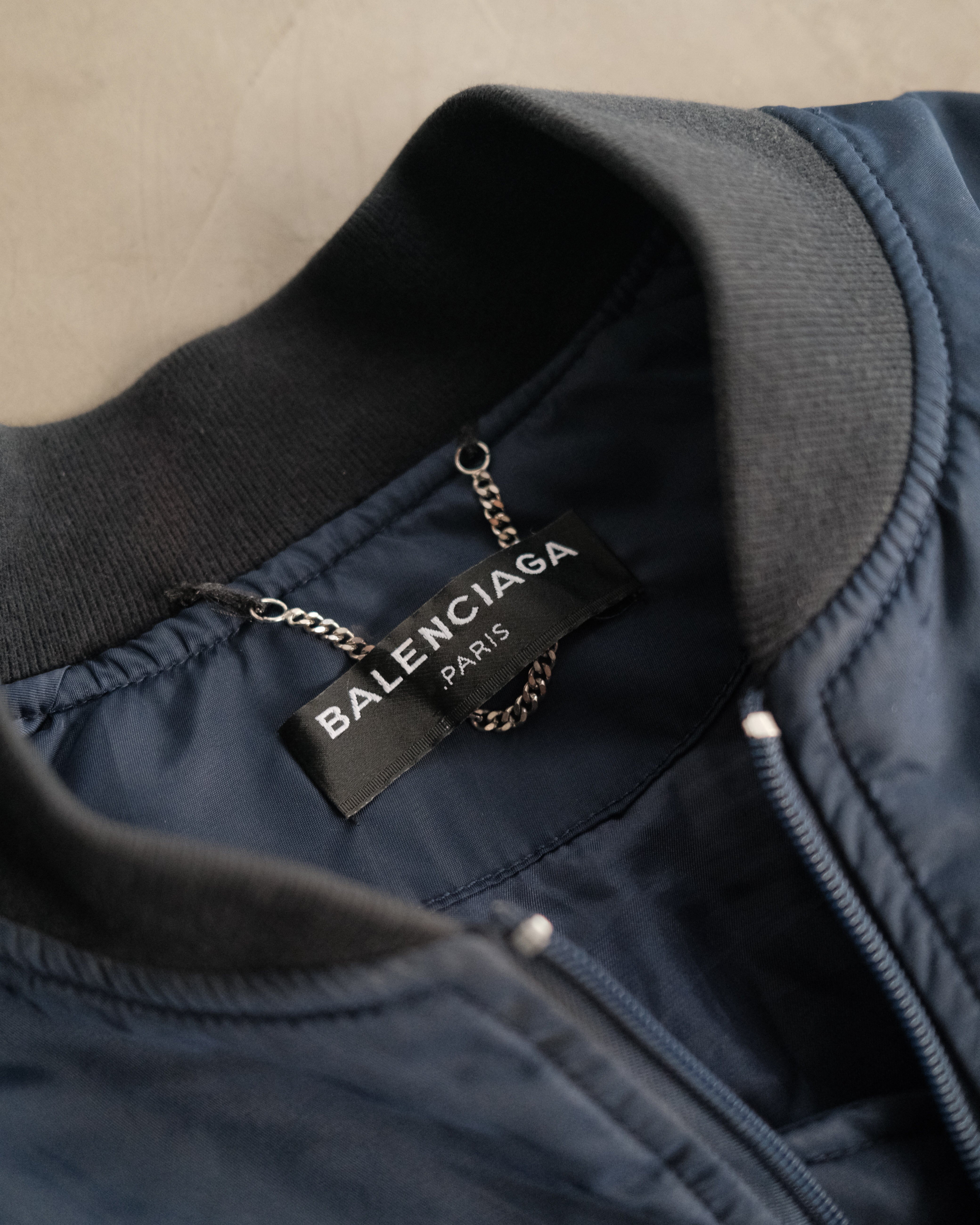 BALENCIAGA 2017 Runway Navy Wobble Campaign MA1 Padded Bomber