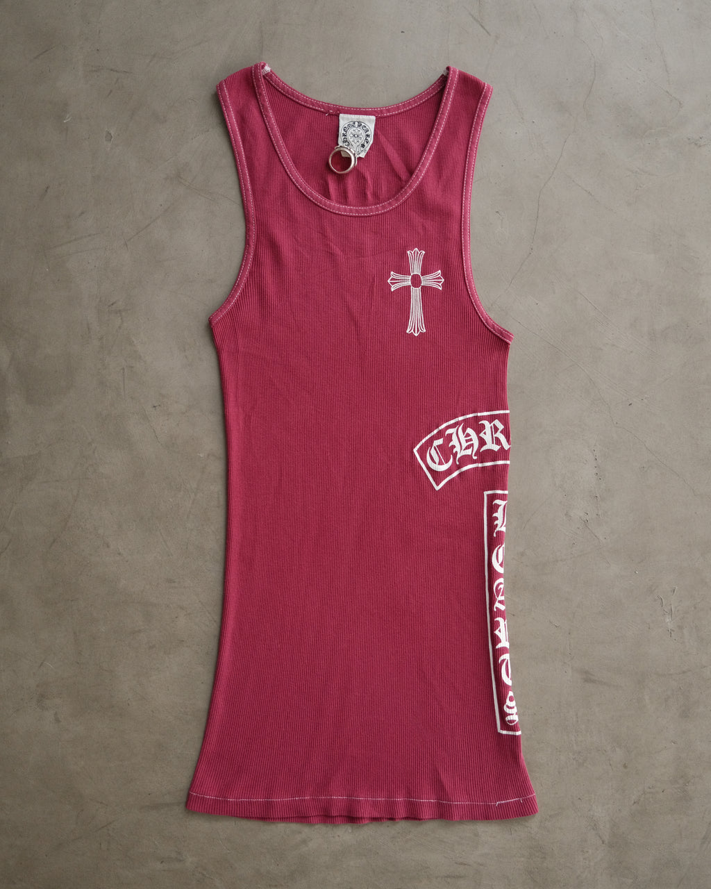 Vintage CHROME HEARTS Maroon Side Bar Logo Tank Top