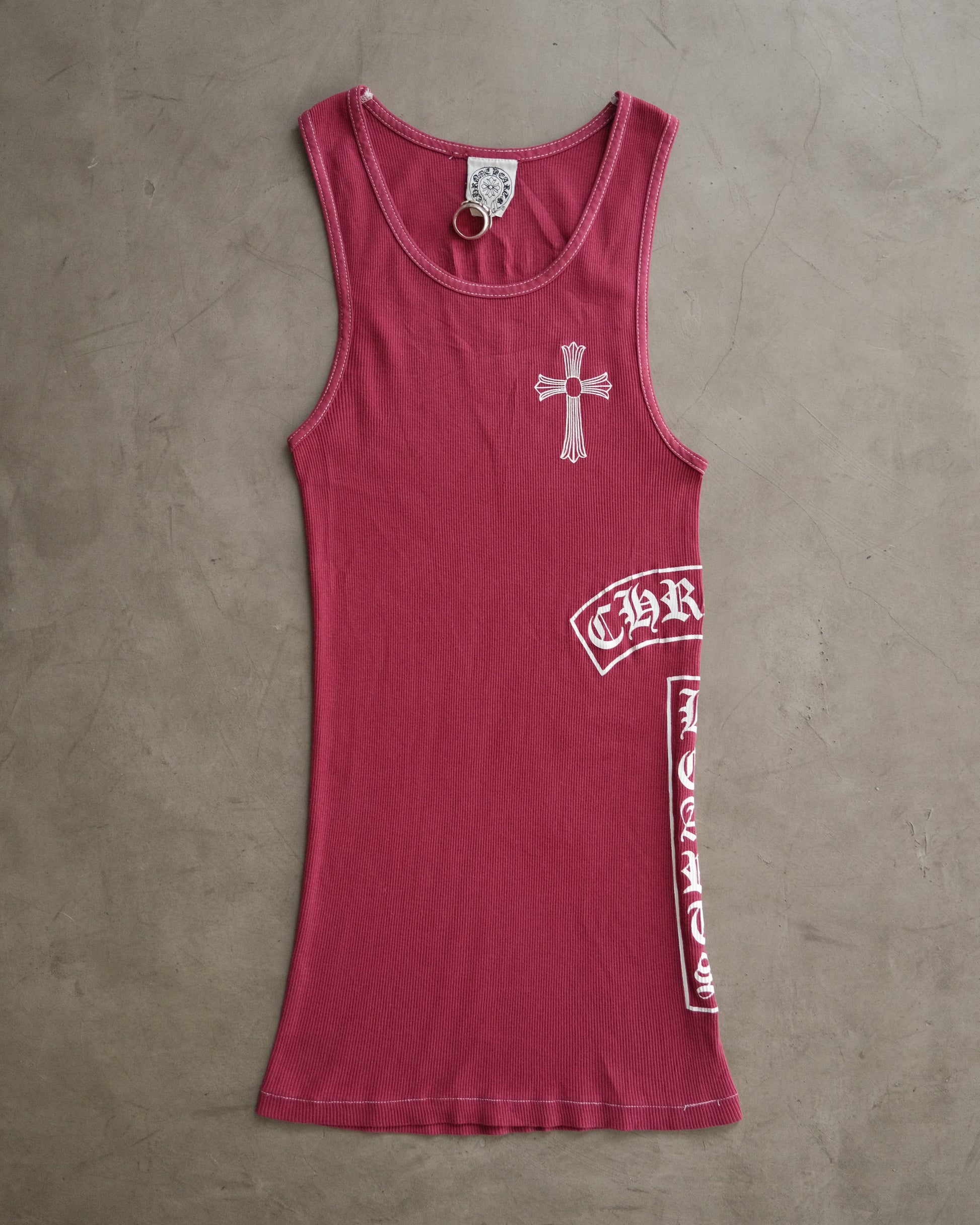 Vintage CHROME HEARTS Maroon Side Bar Logo Tank Top