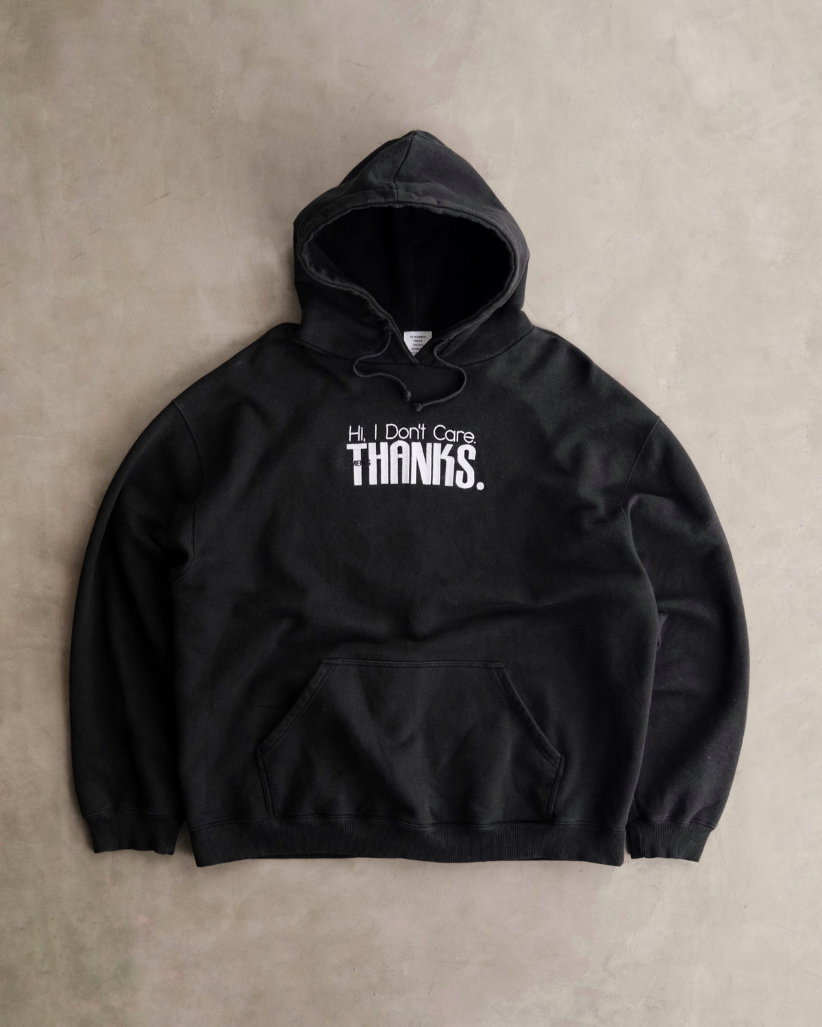 AW18 VETEMENTS “Hi I Don’t Care Thanks” Hoodie Japan Exclusive
