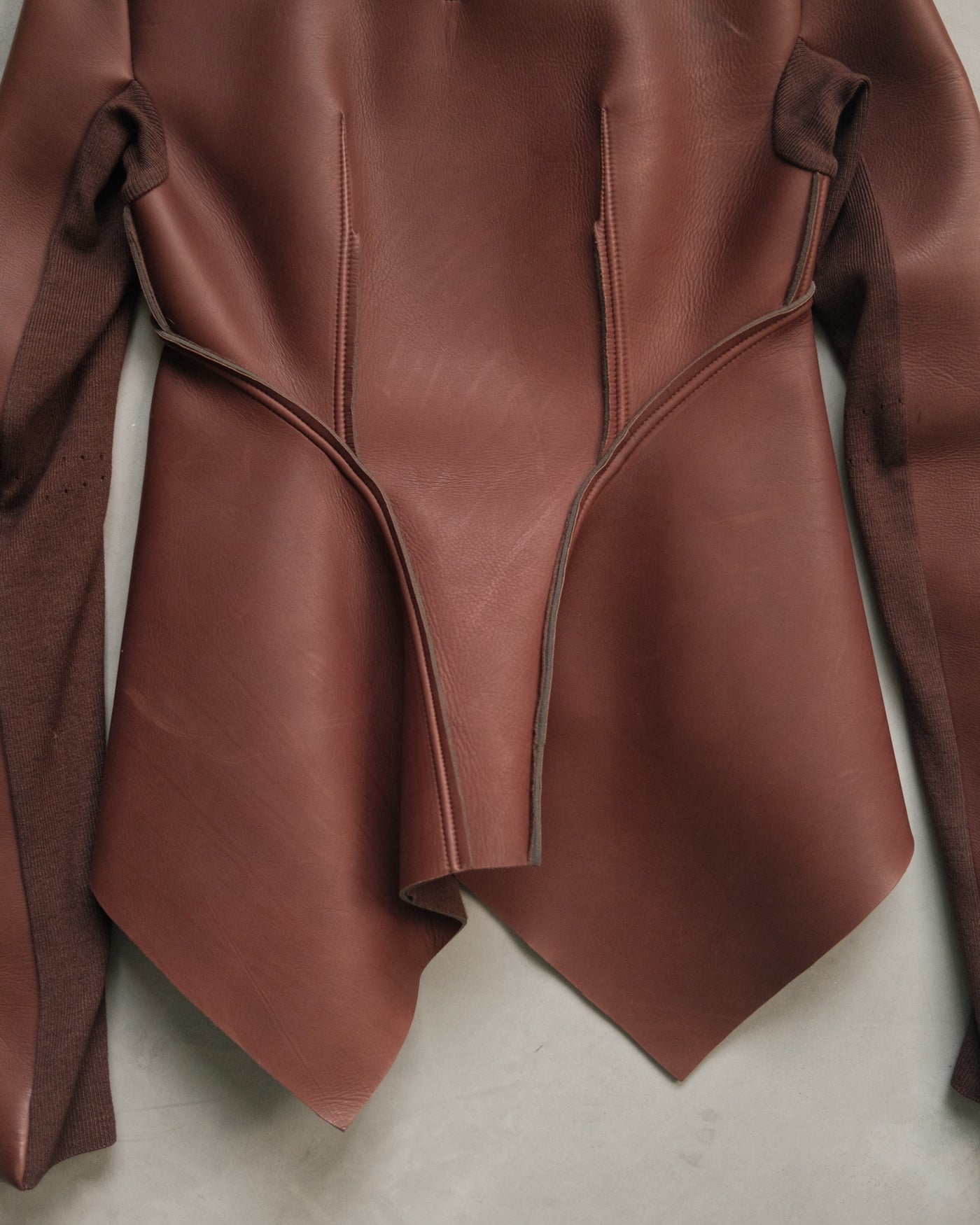 F16 RICK OWENS LILIES Asymmetric Leather Jacket