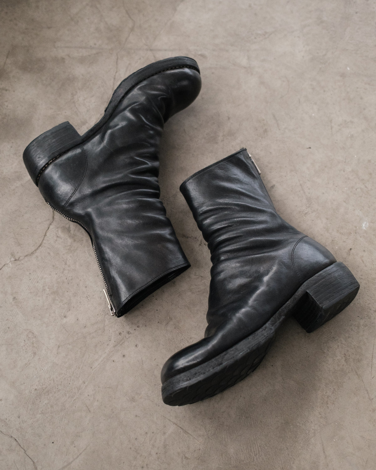 GUIDI 788z Black Horse Leather Back Zip Boots