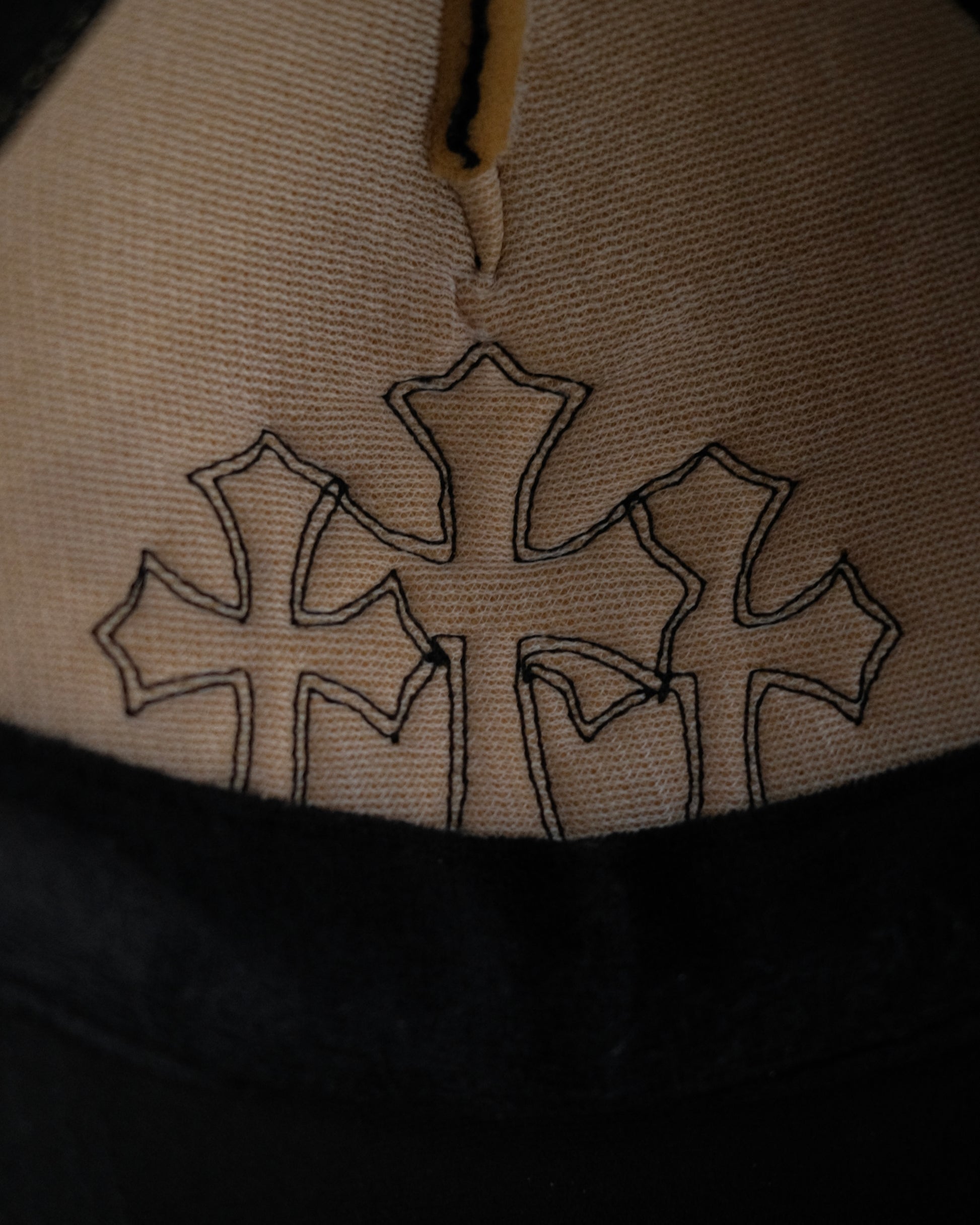 Vintage CHROME HEARTS Triple Leather Cross Patch Trucker Hat