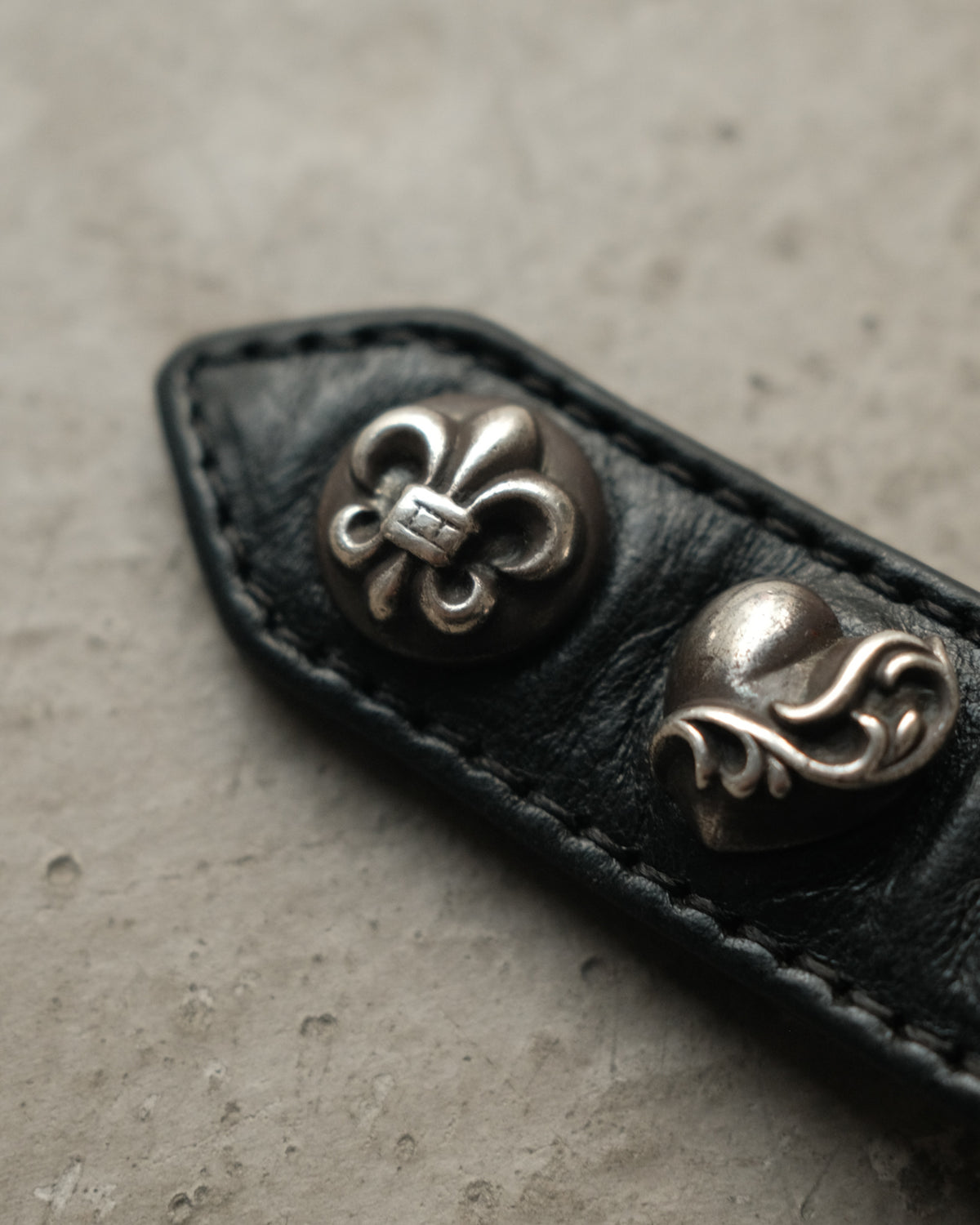 Chrome Hearts Adjustable Leather Silver Bracelet