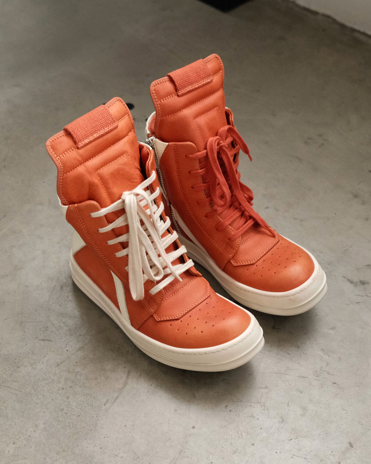 Rick Owens FW16 Orange Geobasket Sneakers