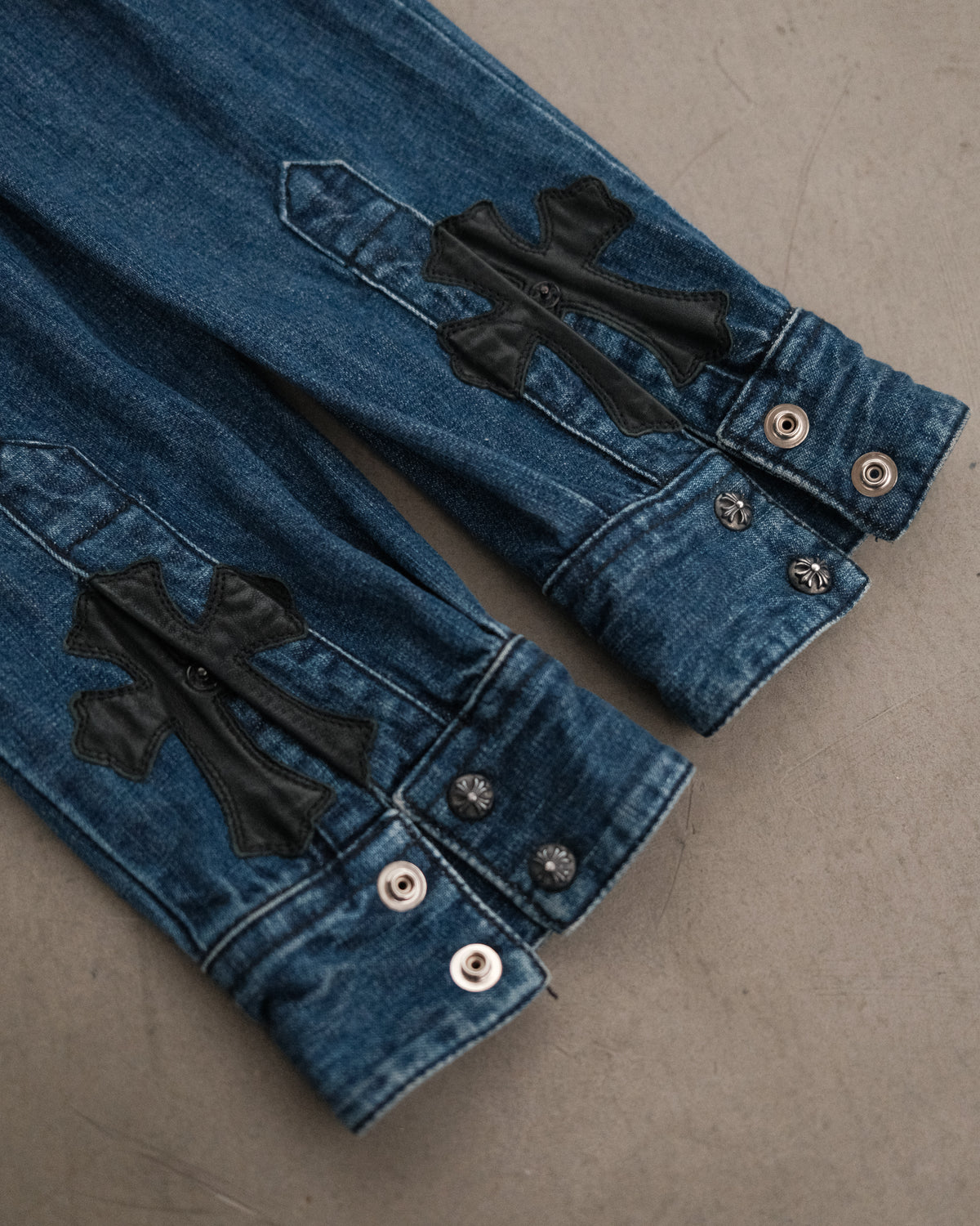 CHROME HEARTS Denim Western Cross Ball Button Long Sleeve Shirt