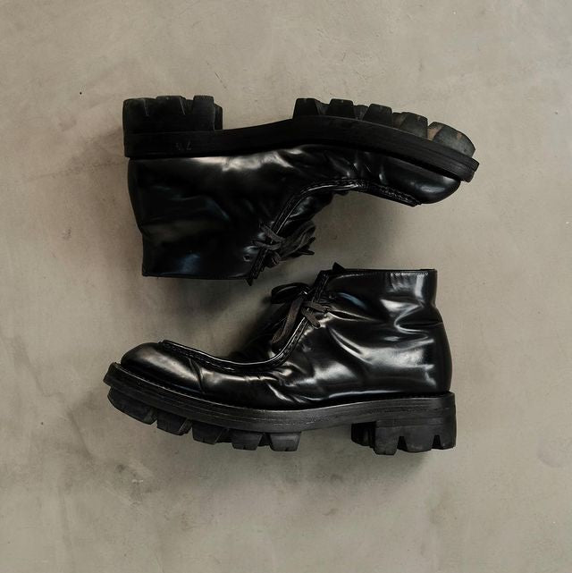 AW13 PRADA Chunky Black Leather Boots