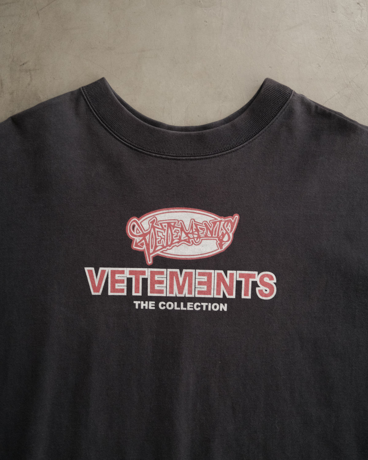 VETEMENTS Black Printed Cotton Split Side Oversized T-Shirt