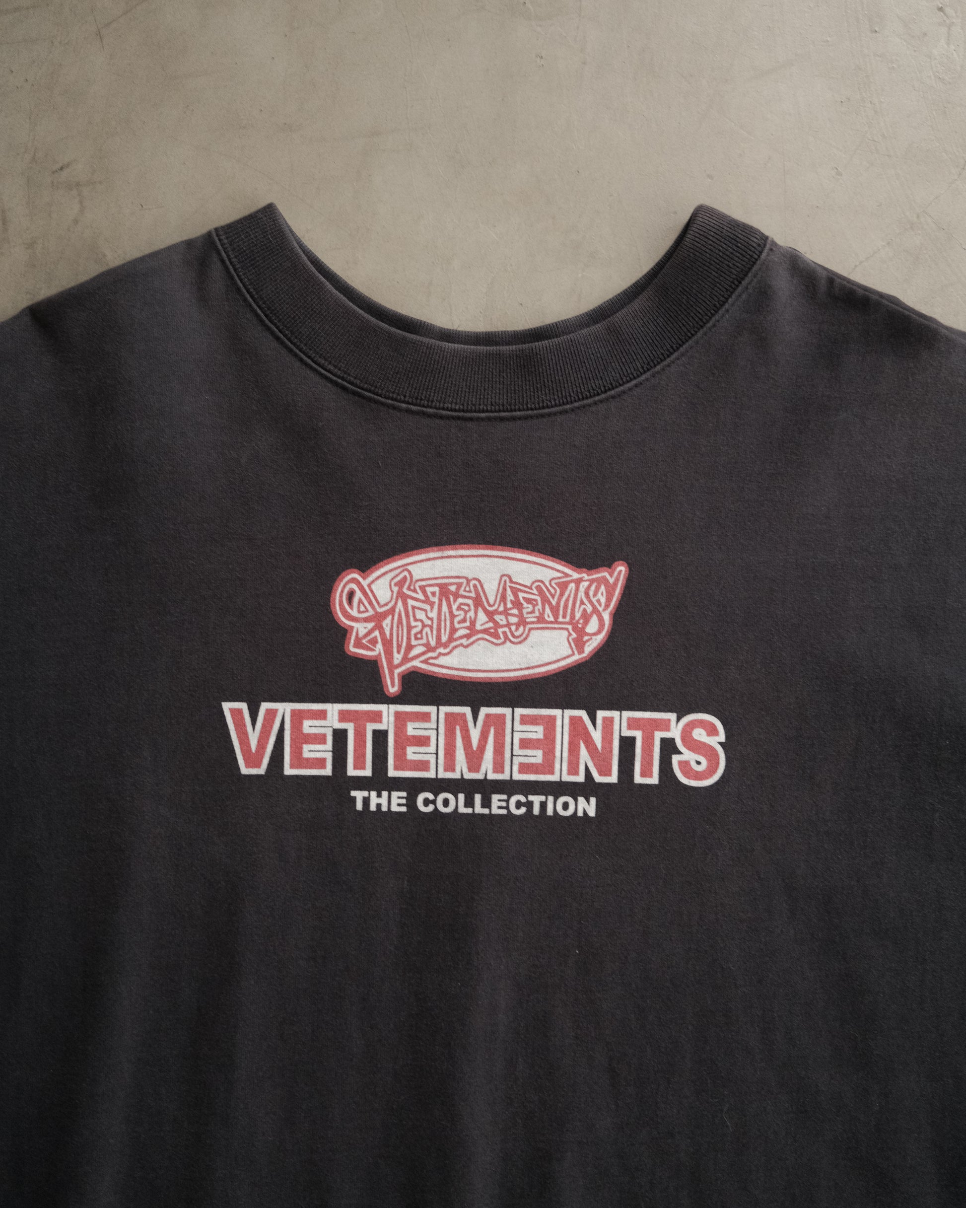VETEMENTS Black Printed Cotton Split Side Oversized T-Shirt