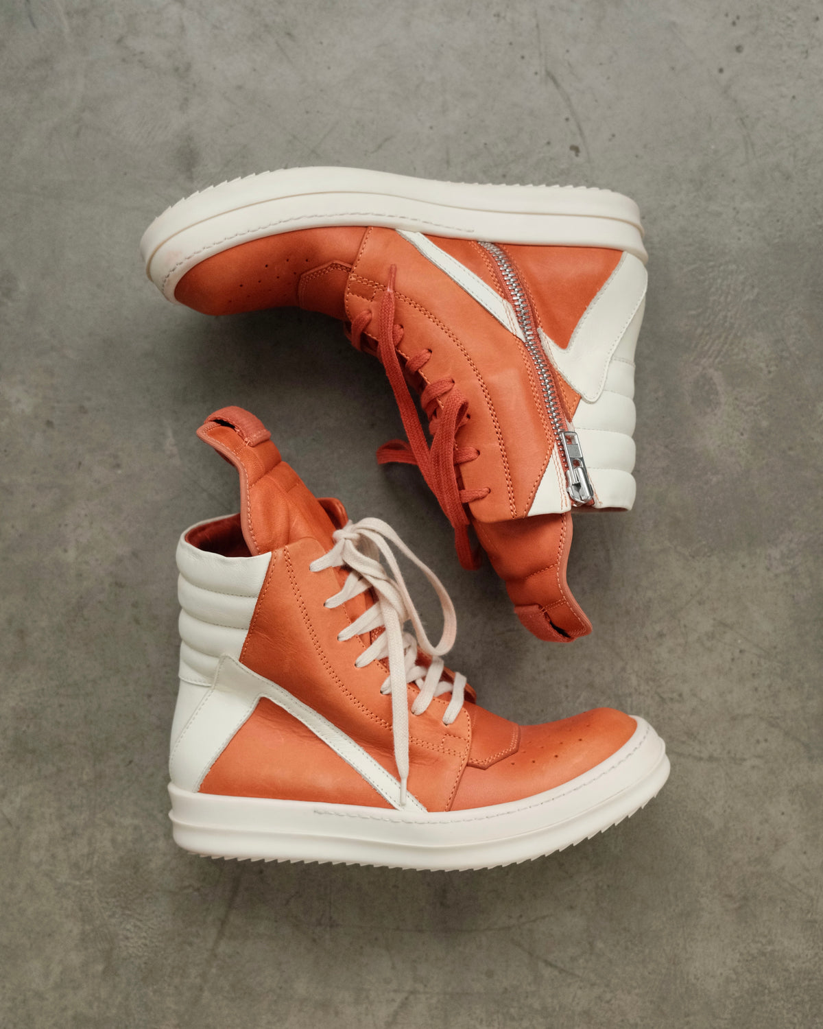 Rick Owens FW16 Orange Geobasket Sneakers