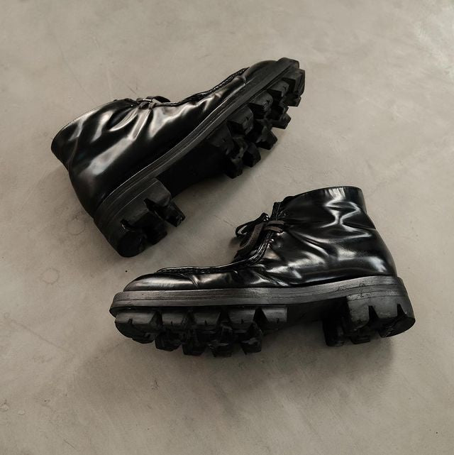 AW13 PRADA Chunky Black Leather Boots