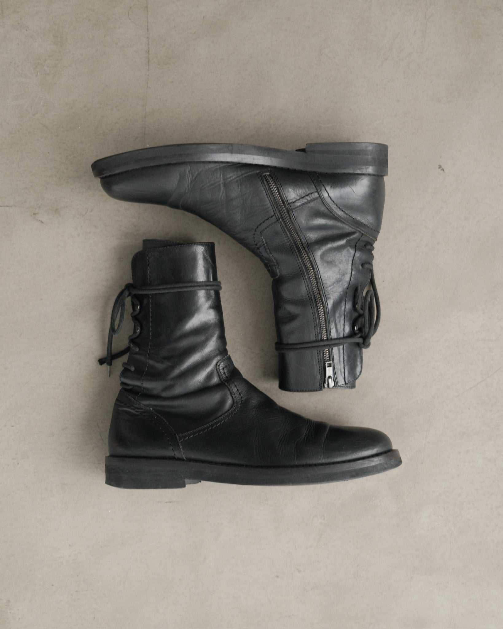 Ann Demeulemesster Back Lace Leather Boots