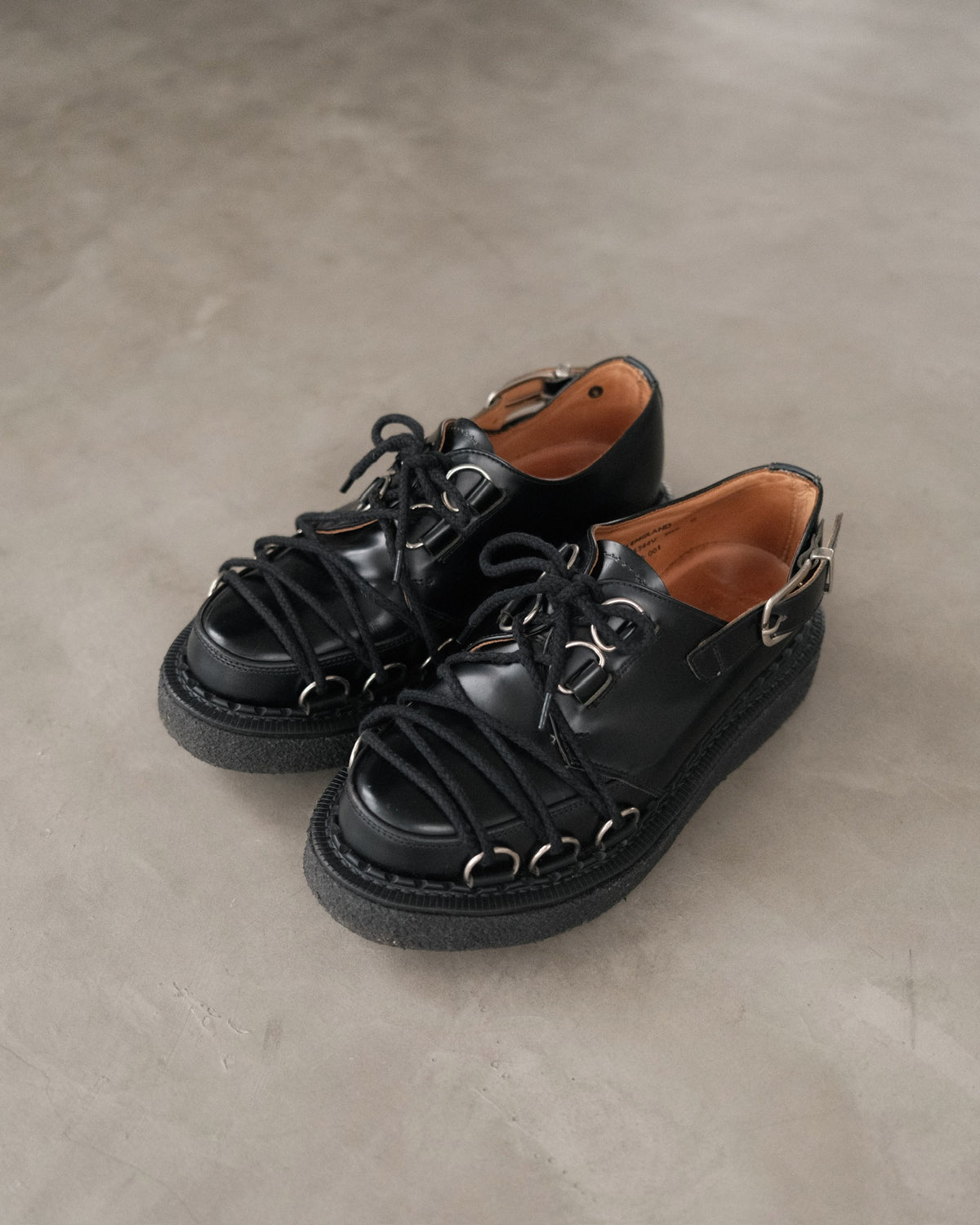 COMME DES GARCONS X GEORGE COX D-Ring Derby Crepper Black