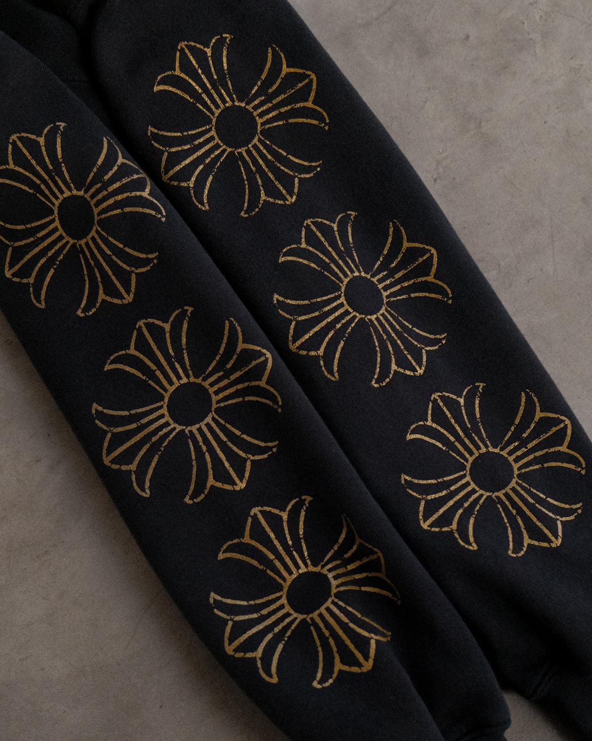 Vintage Chrome Hearts Gold Thermal Zip-Up Hoodie