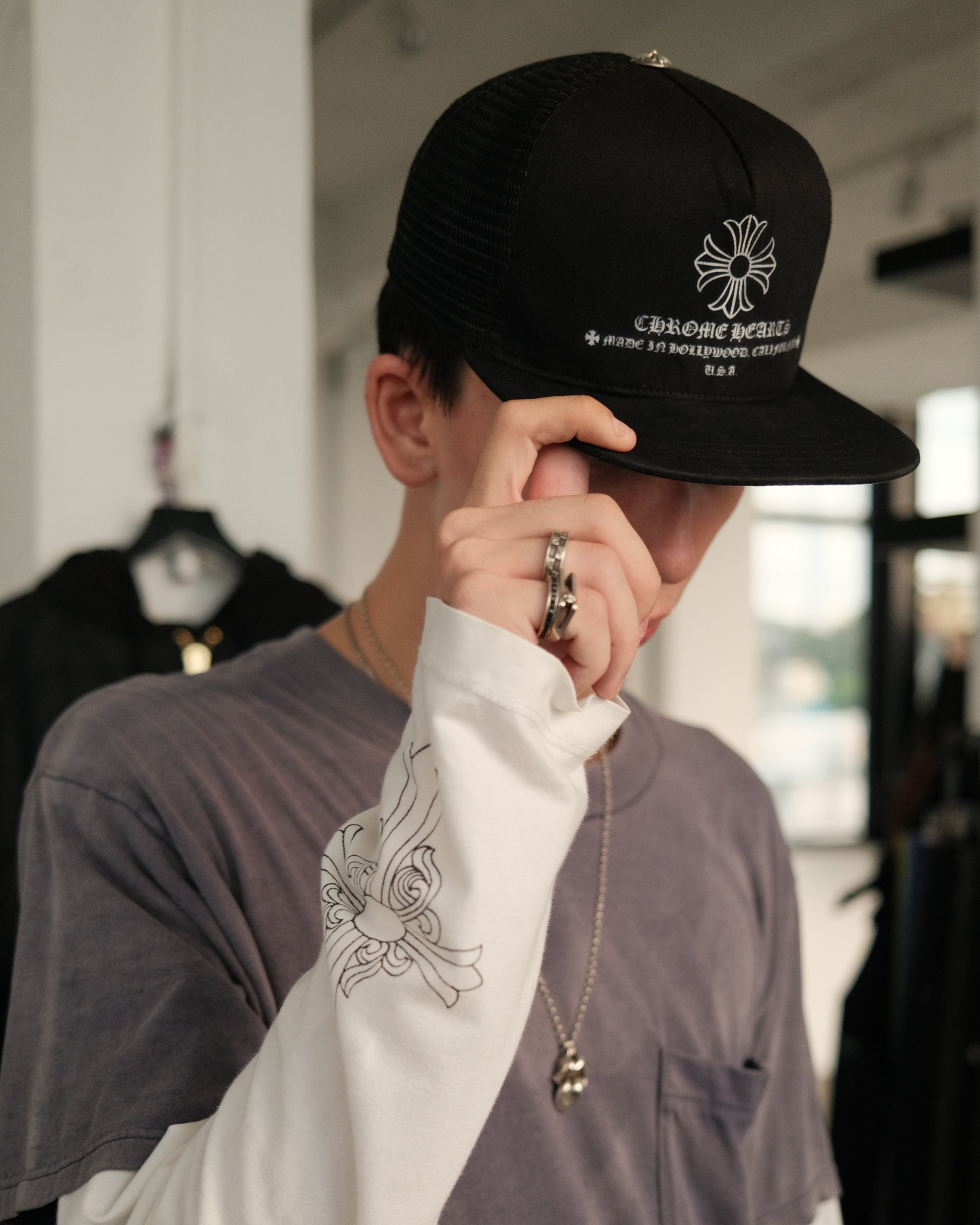 CHROME HEARTS Printed Cross Trucker Hat