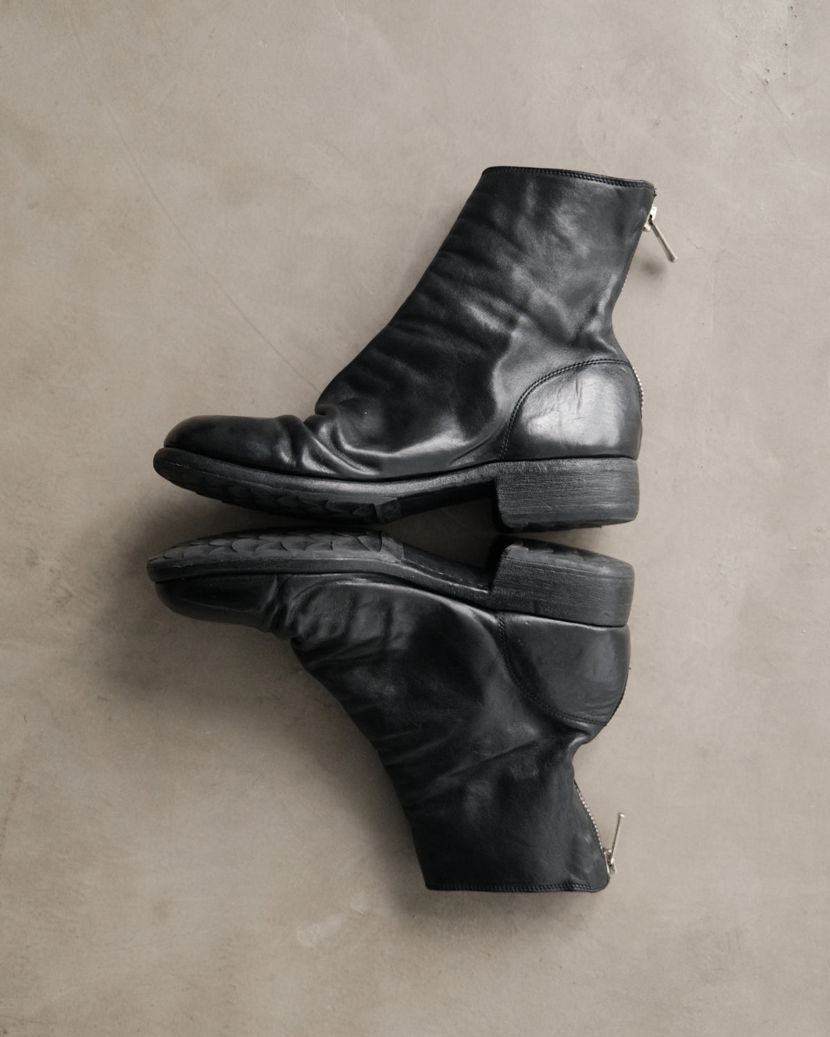 GUIDI 986 Black Leather Back-zip Boots