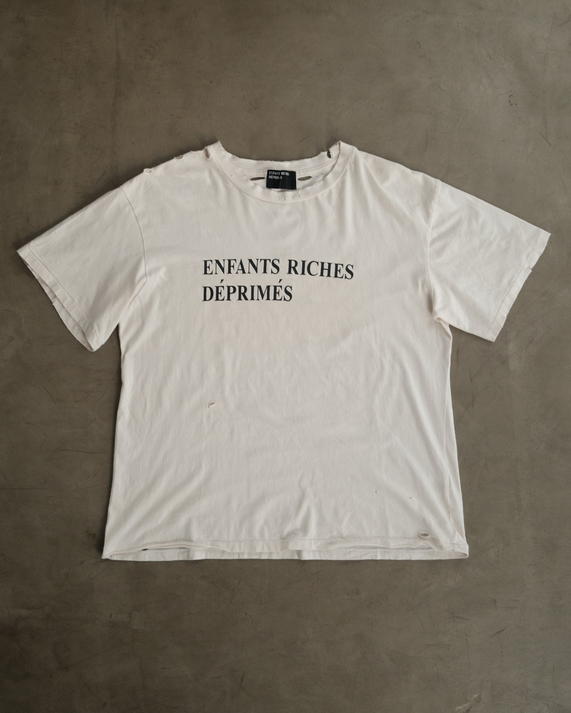 ENFANTS RICHES DÉPRIMÉS 
Distressed Logo-Print Cotton-Jersey T-Shirt