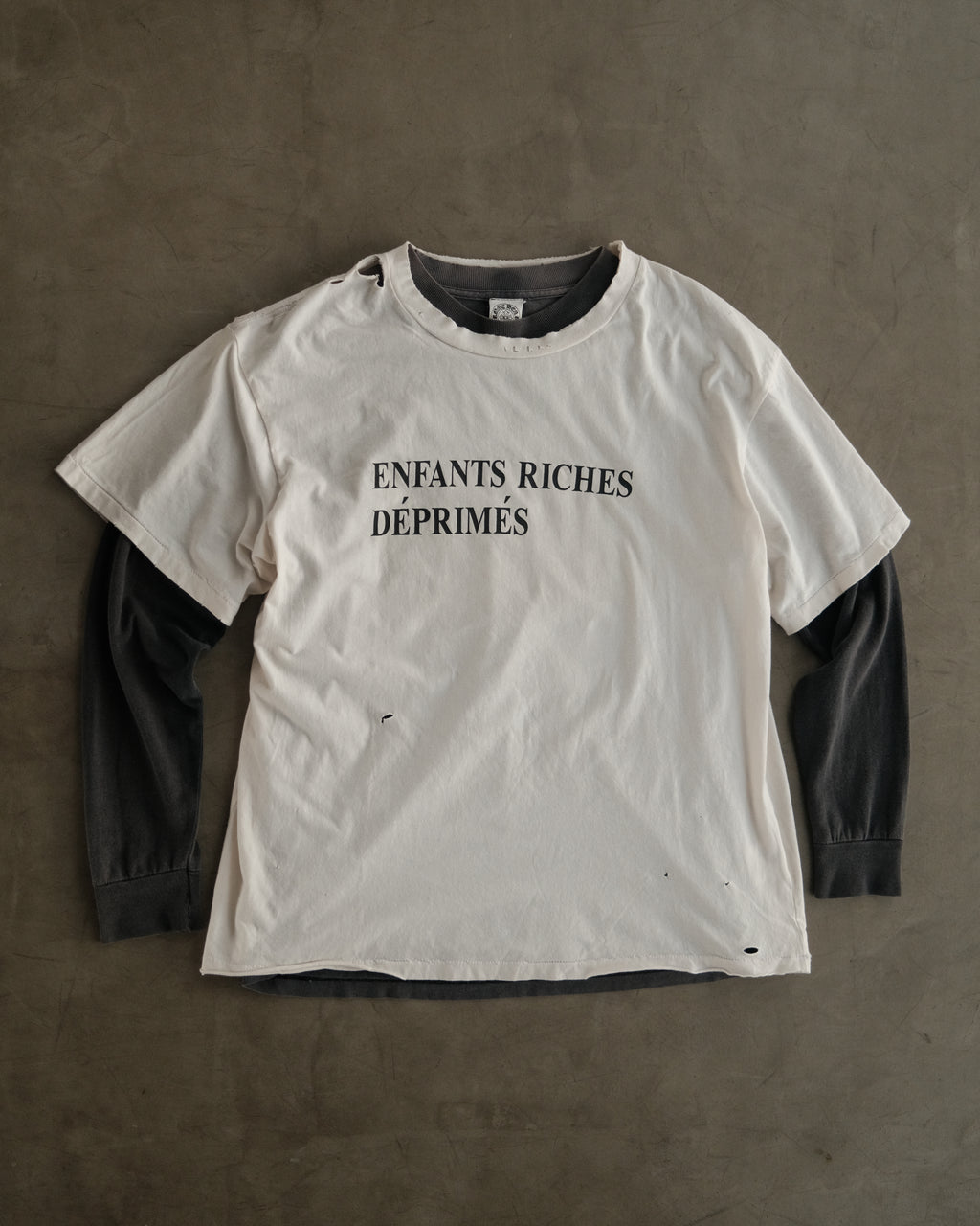 ENFANTS RICHES DÉPRIMÉS 
Distressed Logo-Print Cotton-Jersey T-Shirt