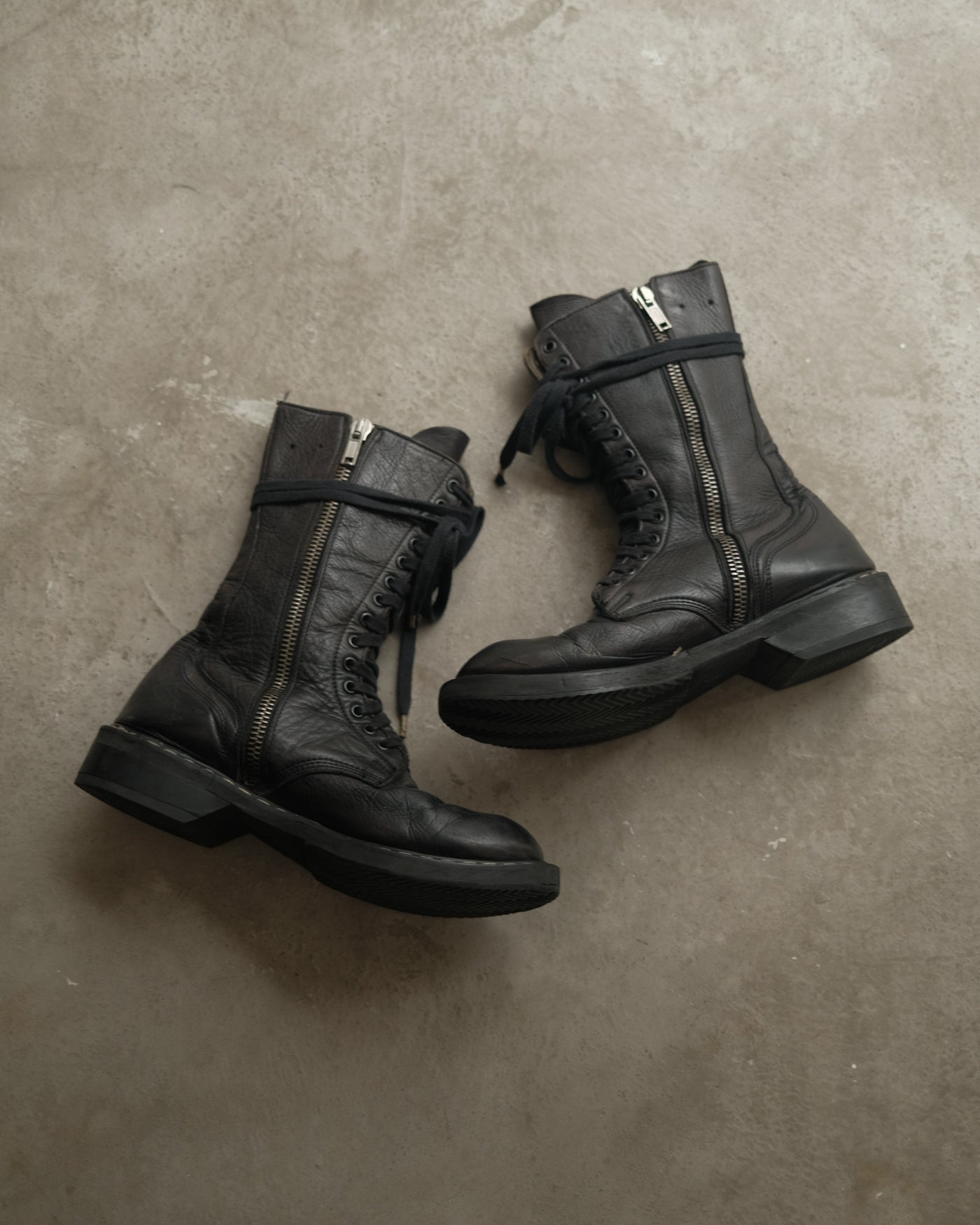 FW07 RICK OWENS Exploder Black Leather Combat Boots