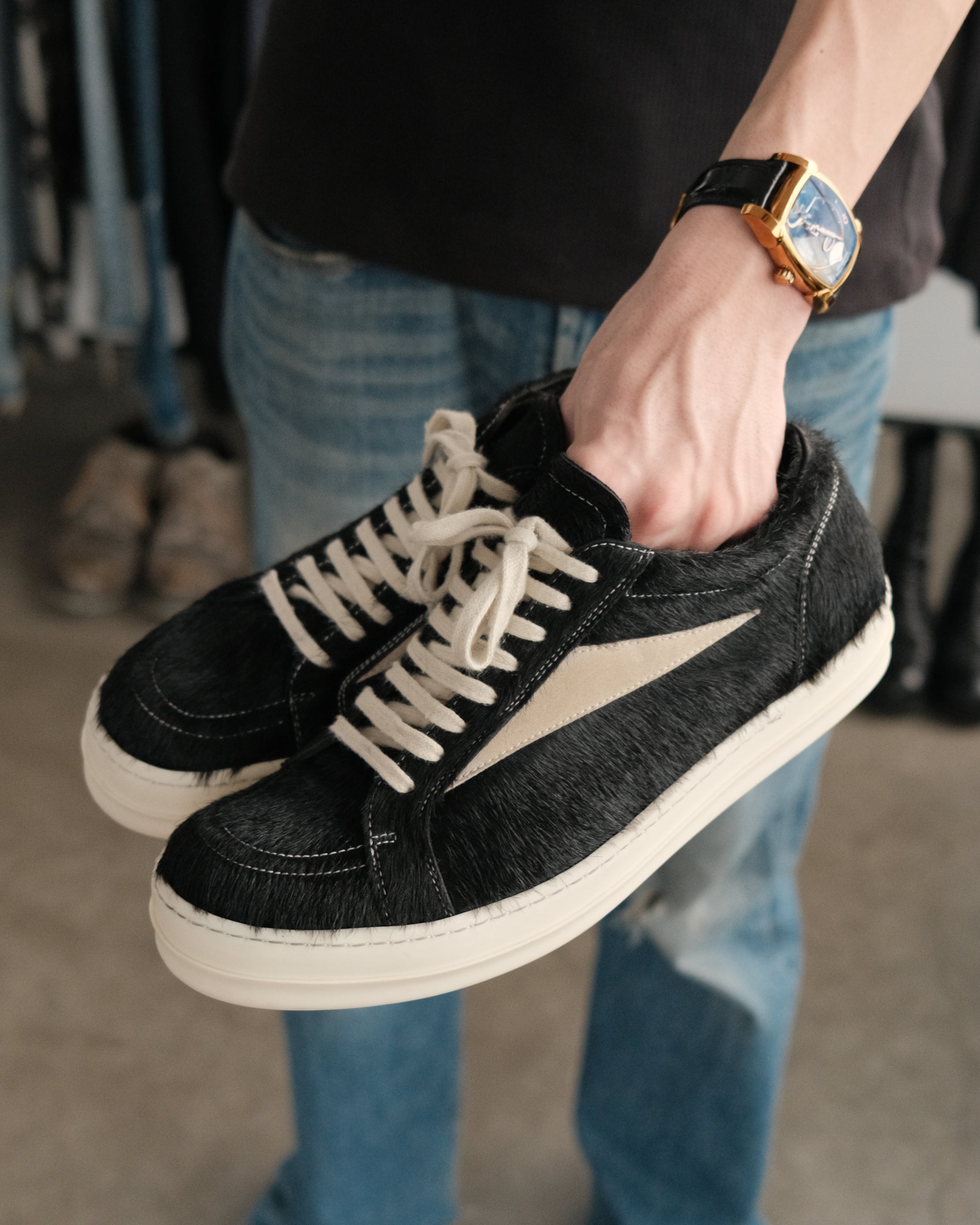 Rick Owens Pony Hair Vintage Strobe Sneakers