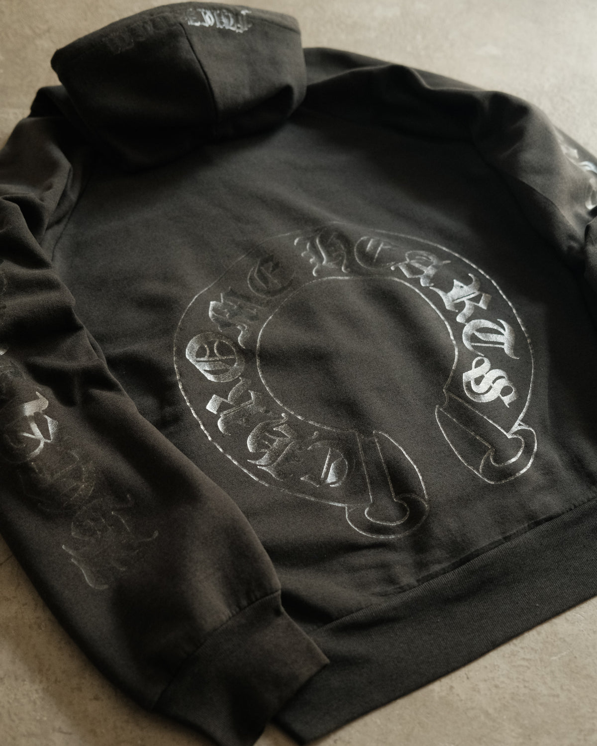 90’ Chrome Hearts Vintage Tonal Horseshoe Logo Zip Up Hoodie