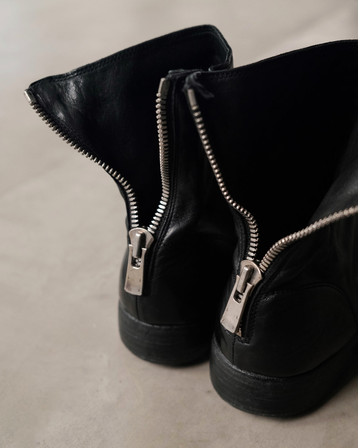 GUIDI 986 Black Leather Back-zip Boots