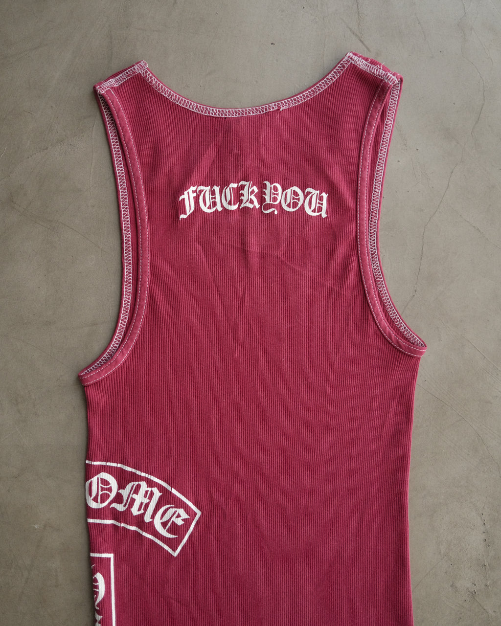 Vintage CHROME HEARTS Maroon Side Bar Logo Tank Top