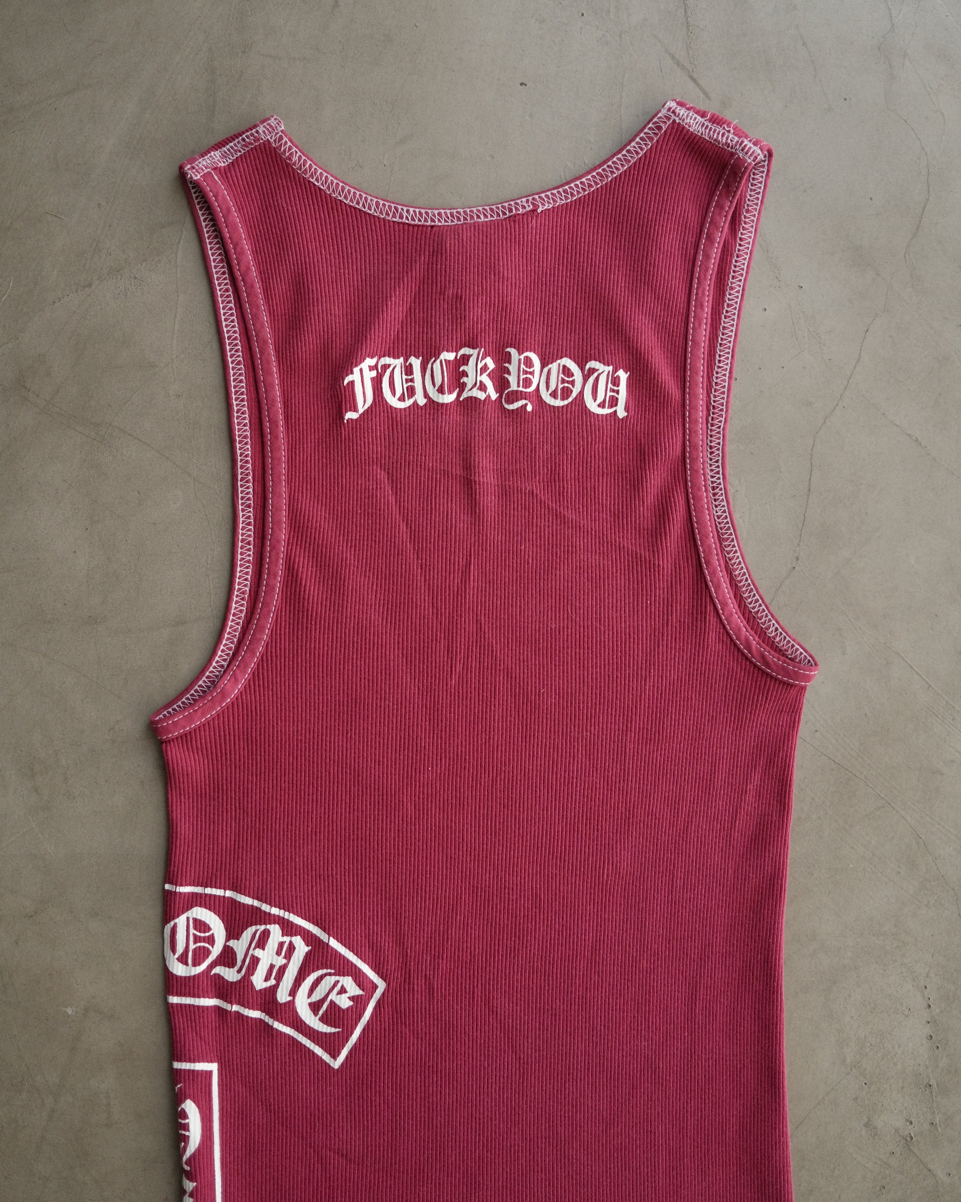 Vintage CHROME HEARTS Maroon Side Bar Logo Tank Top
