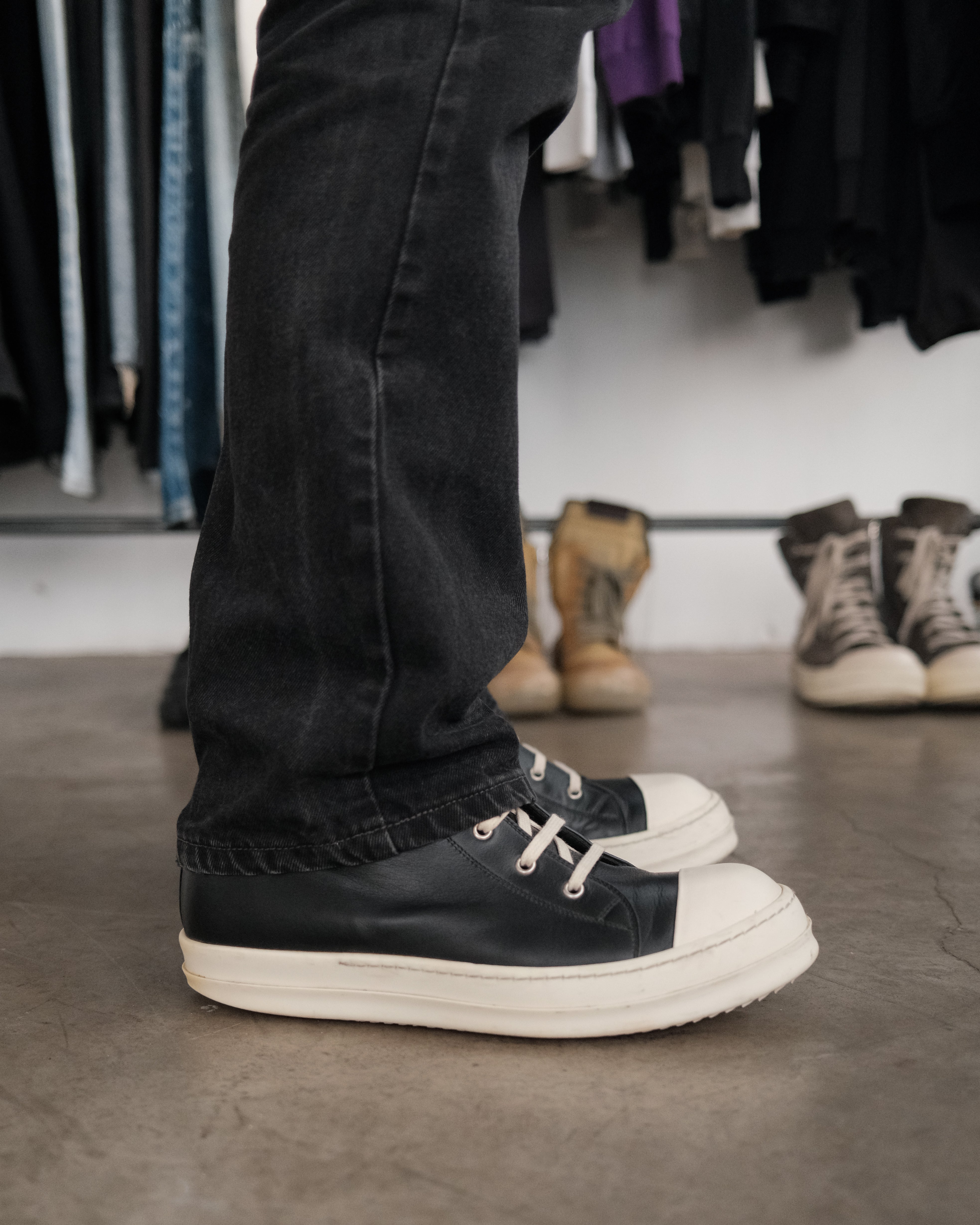 Rick Owens RAMONES スニーカー 23cm RICK OWENS Ramones Jumbo Laces Black/Milk Sneakers New Size 40 US