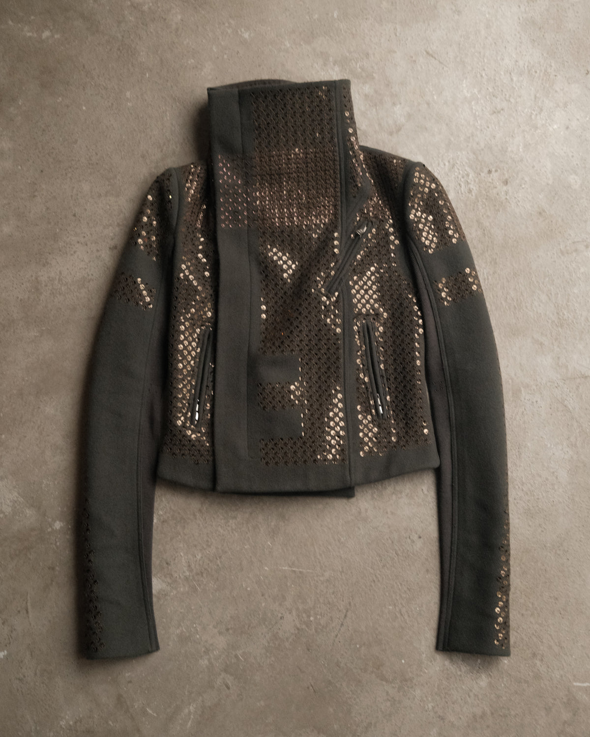 Rick Owens “SPHINX” FW15 Embroidered Sequin Biker Jacket
