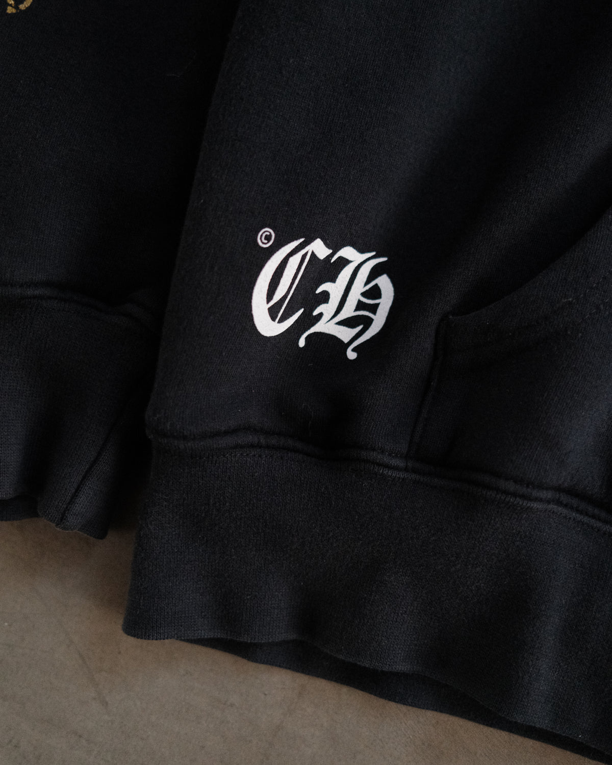 Vintage Chrome Hearts Gold Thermal Zip-Up Hoodie