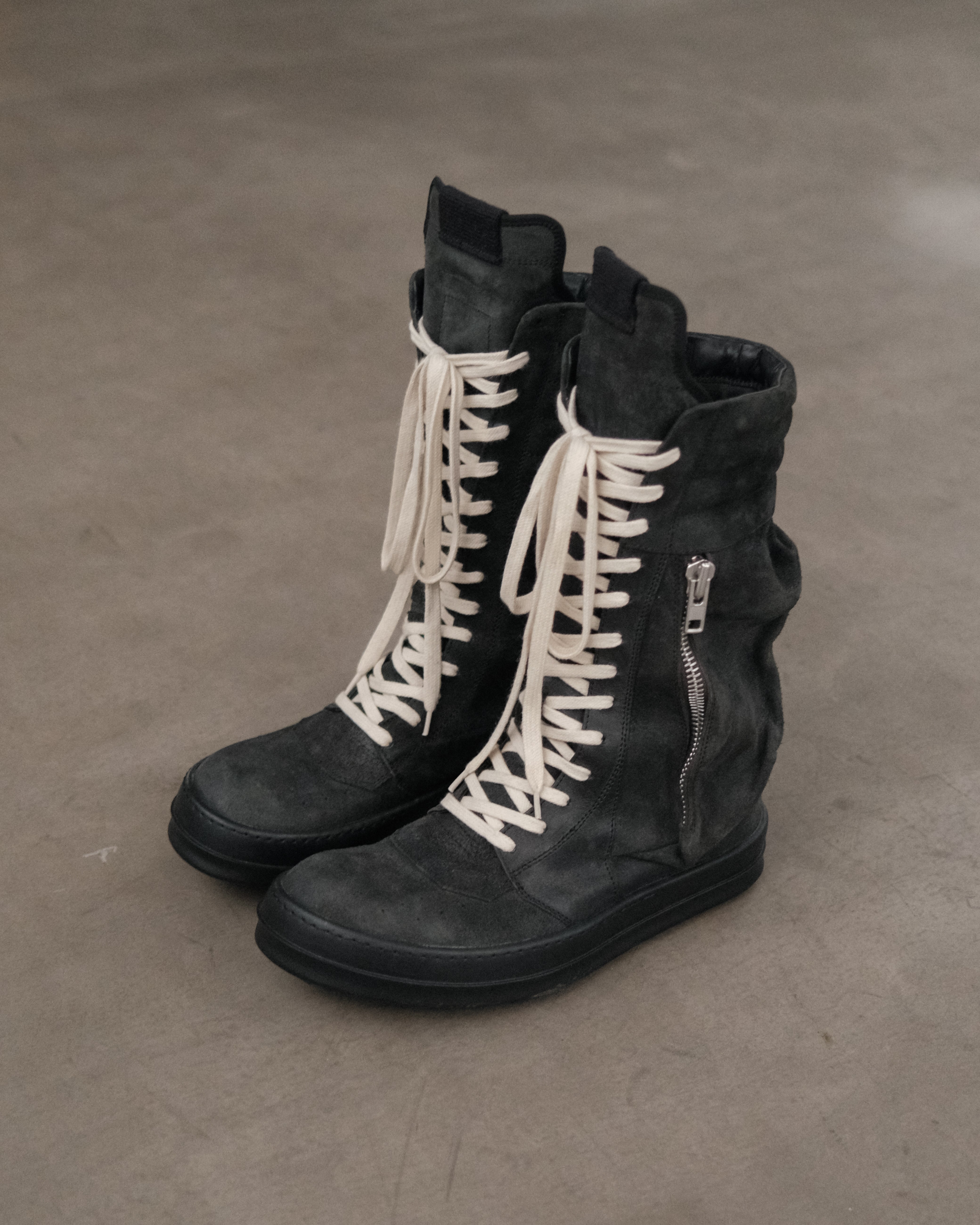 靴 Rick Owens CARGO BASKET 41.5 Rick Owens Cargo Basket Leather Boots Oyster Milk Men's